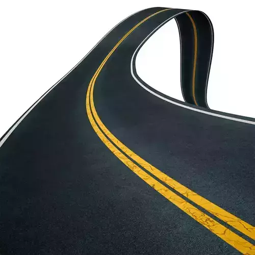 Editable winding asphalt two lane road with markings 01 3D model