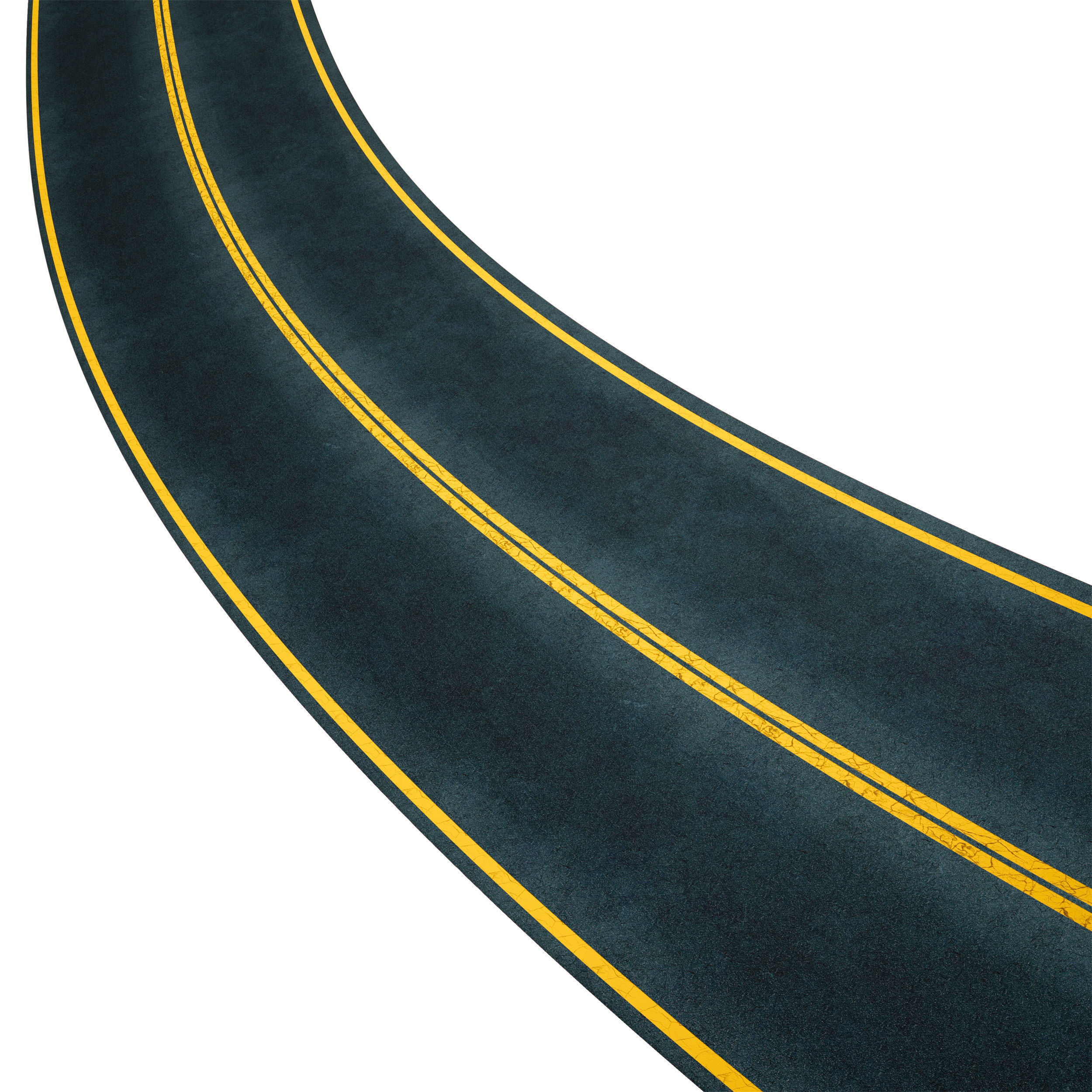 Editable winding asphalt two lane road with markings 01 3D model_6