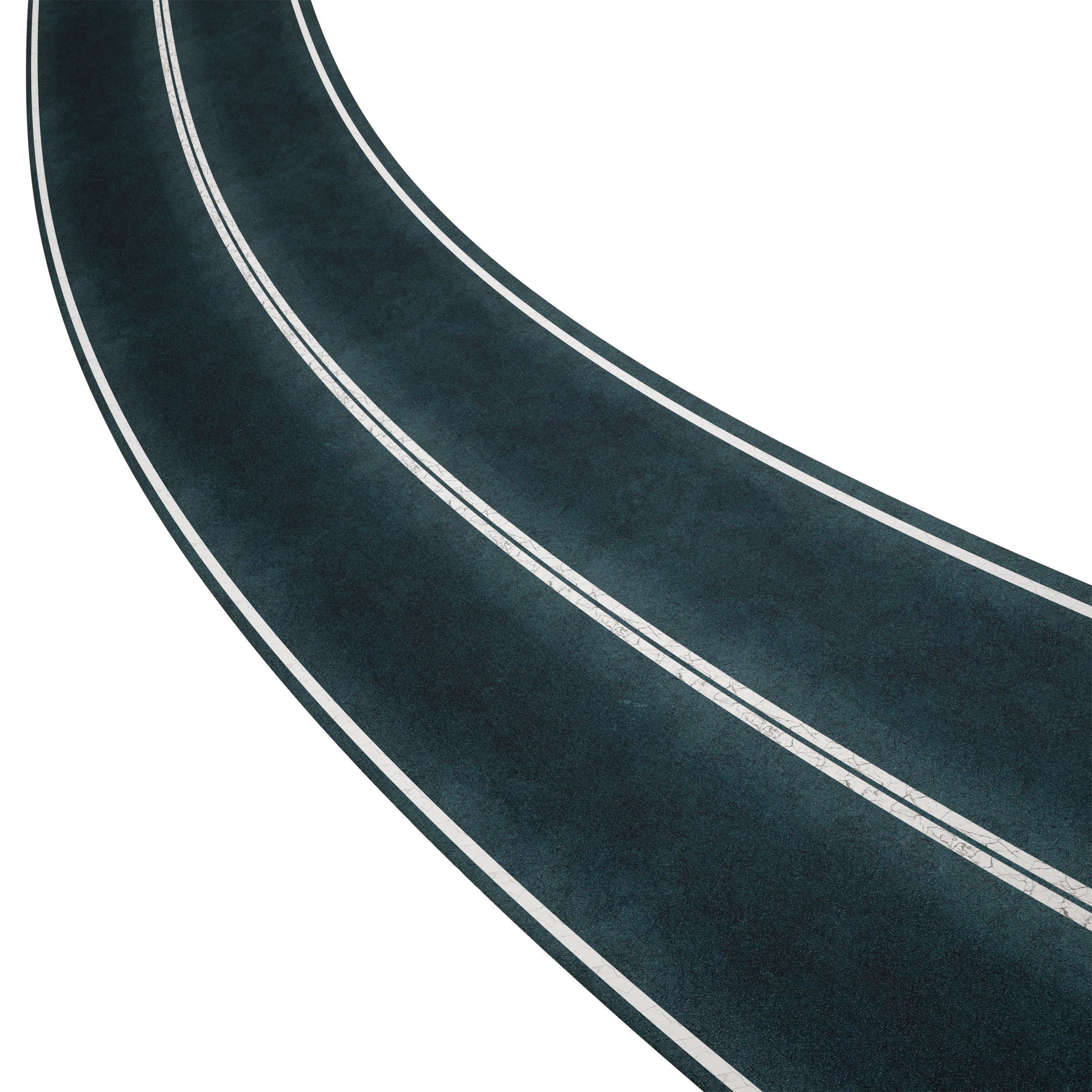 Editable winding asphalt two lane road with markings 01 3D model_5