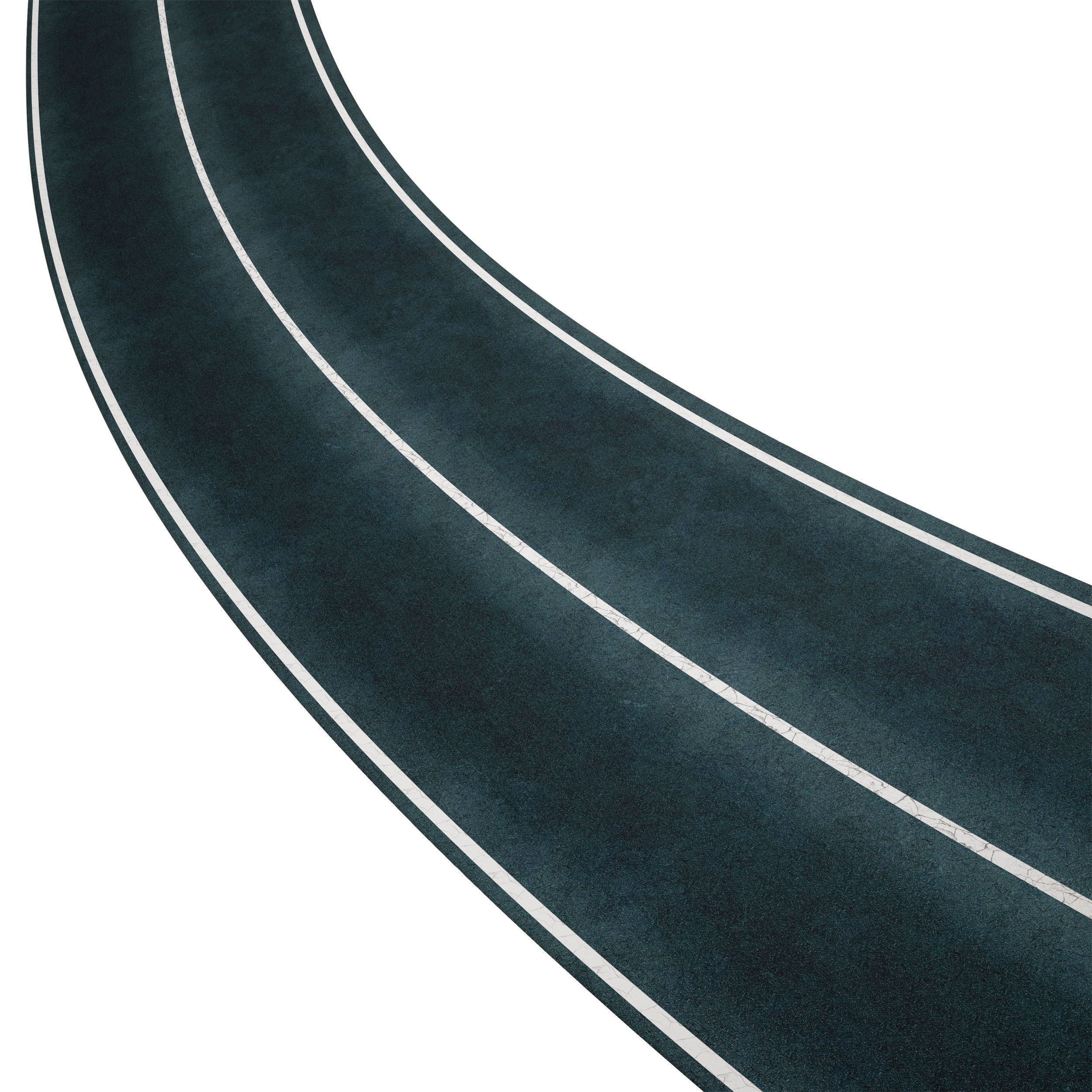 Editable winding asphalt two lane road with markings 04 3D model_6