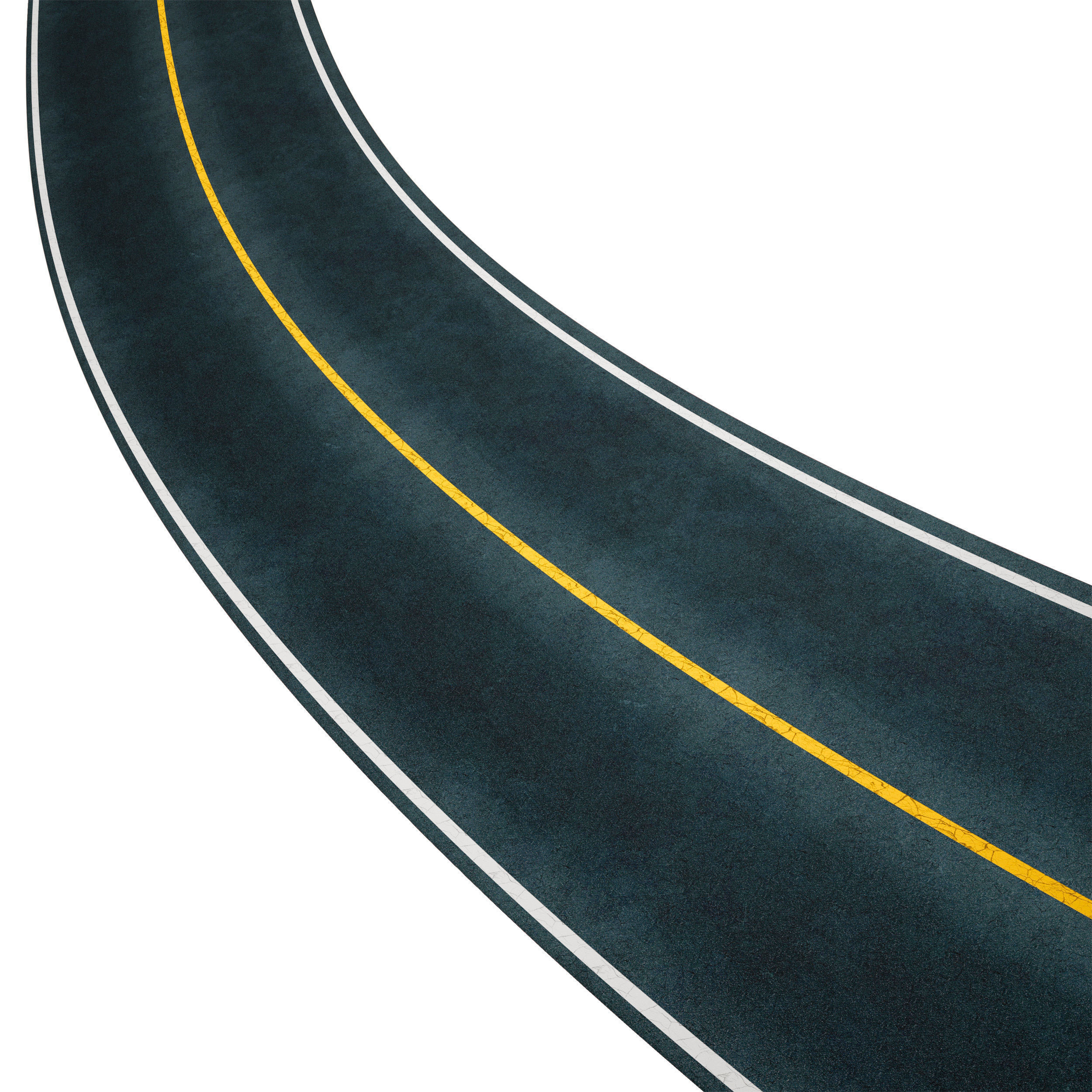 Editable winding asphalt two lane road with markings 04 3D model_4