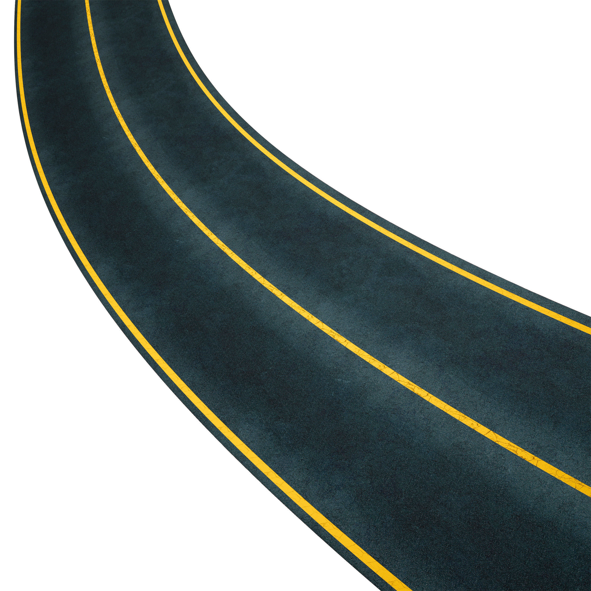 Editable winding asphalt two lane road with markings 04 3D model_5