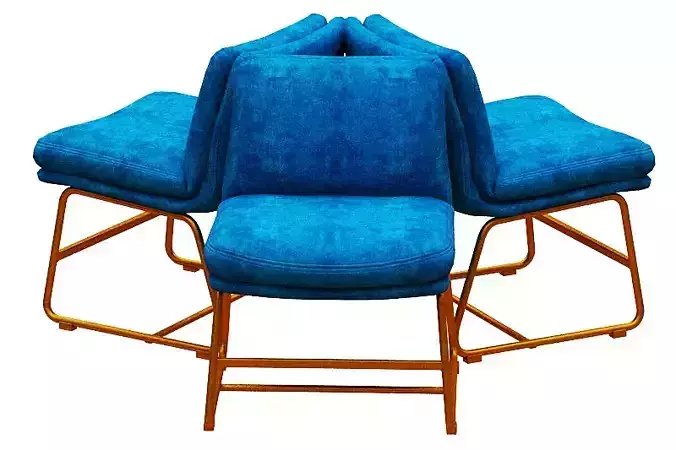 contemporary tri chair fabric and gold foil Low-poly 3D model