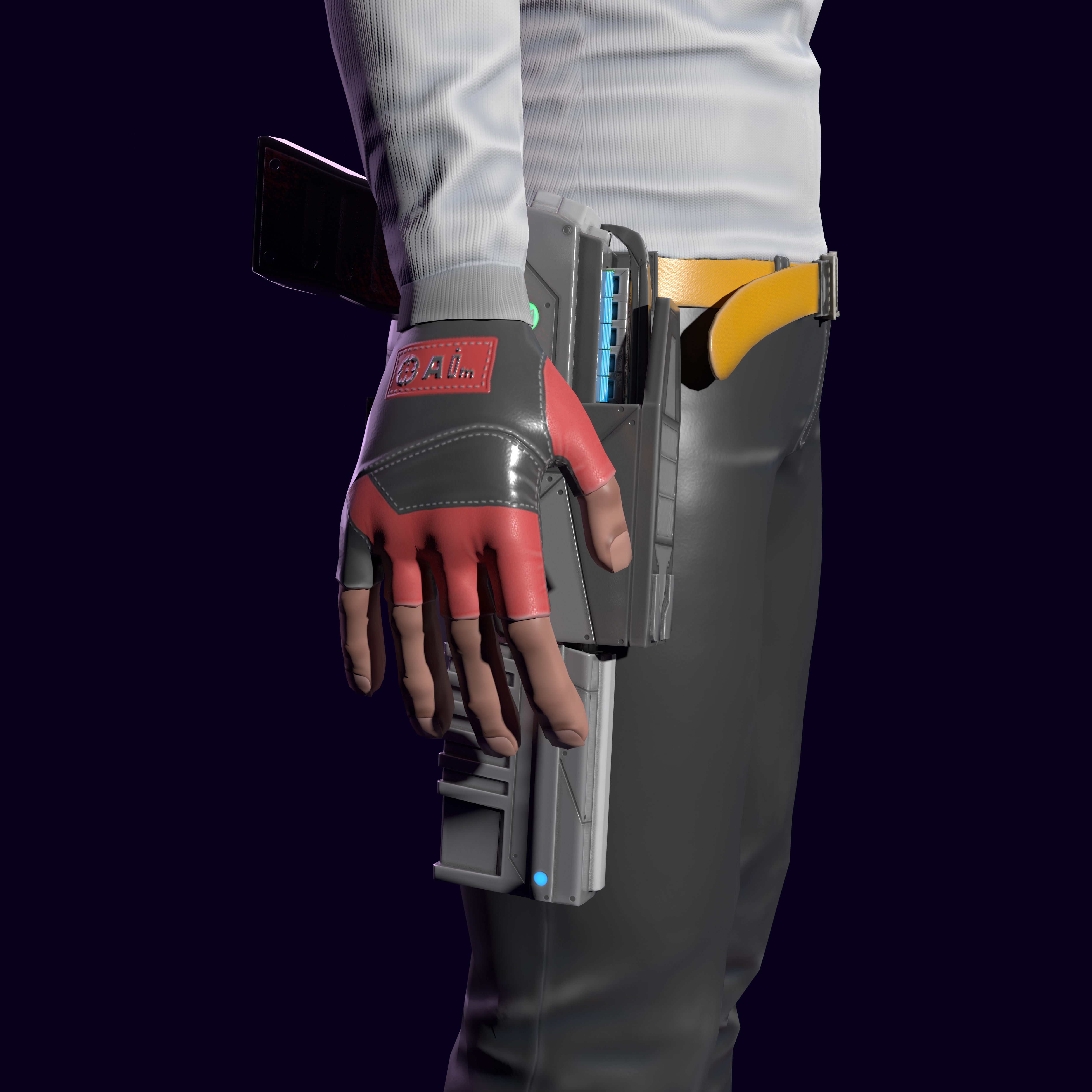 Sci-fi stylized character with plasma pistol Low-poly 3D model_14