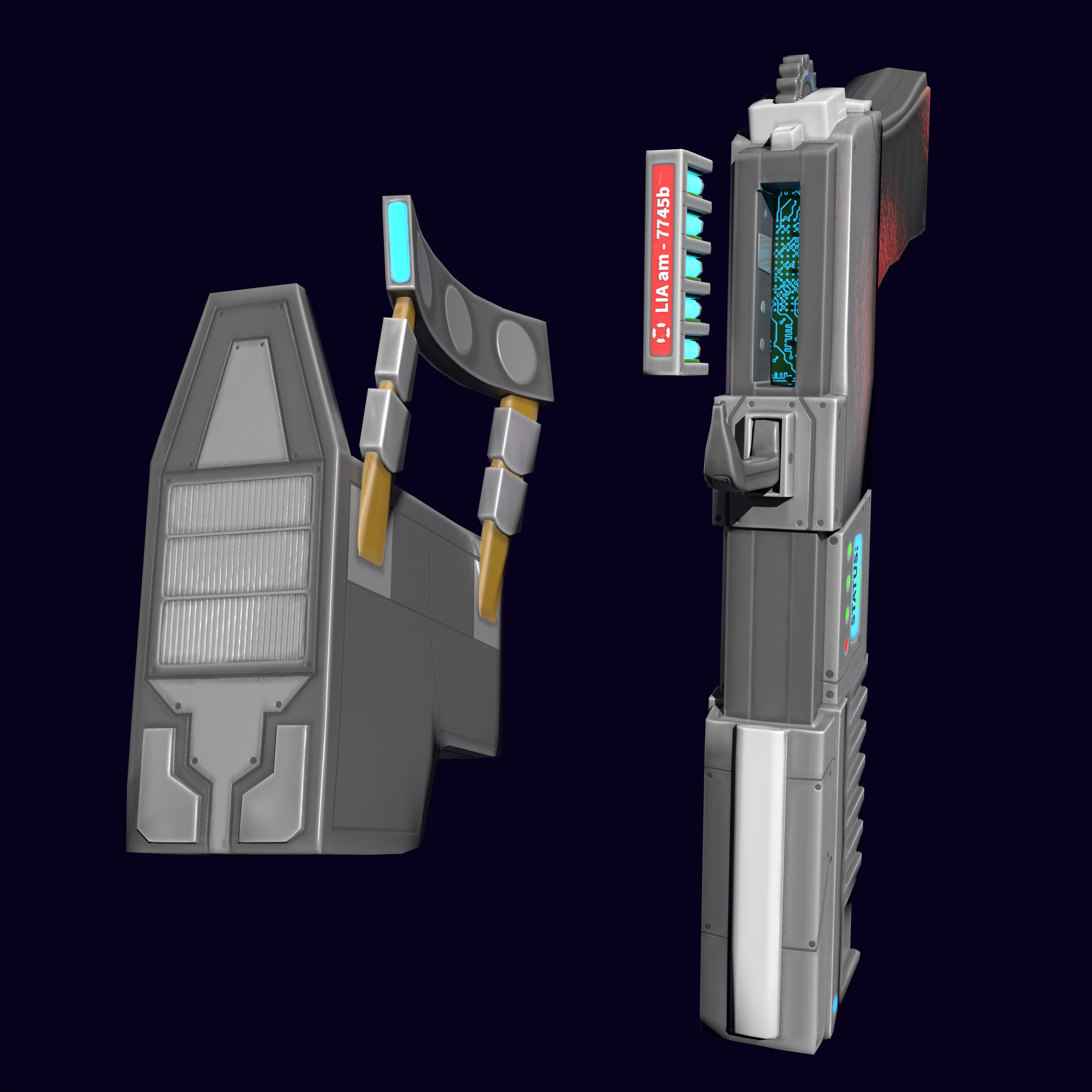 Sci-fi stylized character with plasma pistol Low-poly 3D model_16