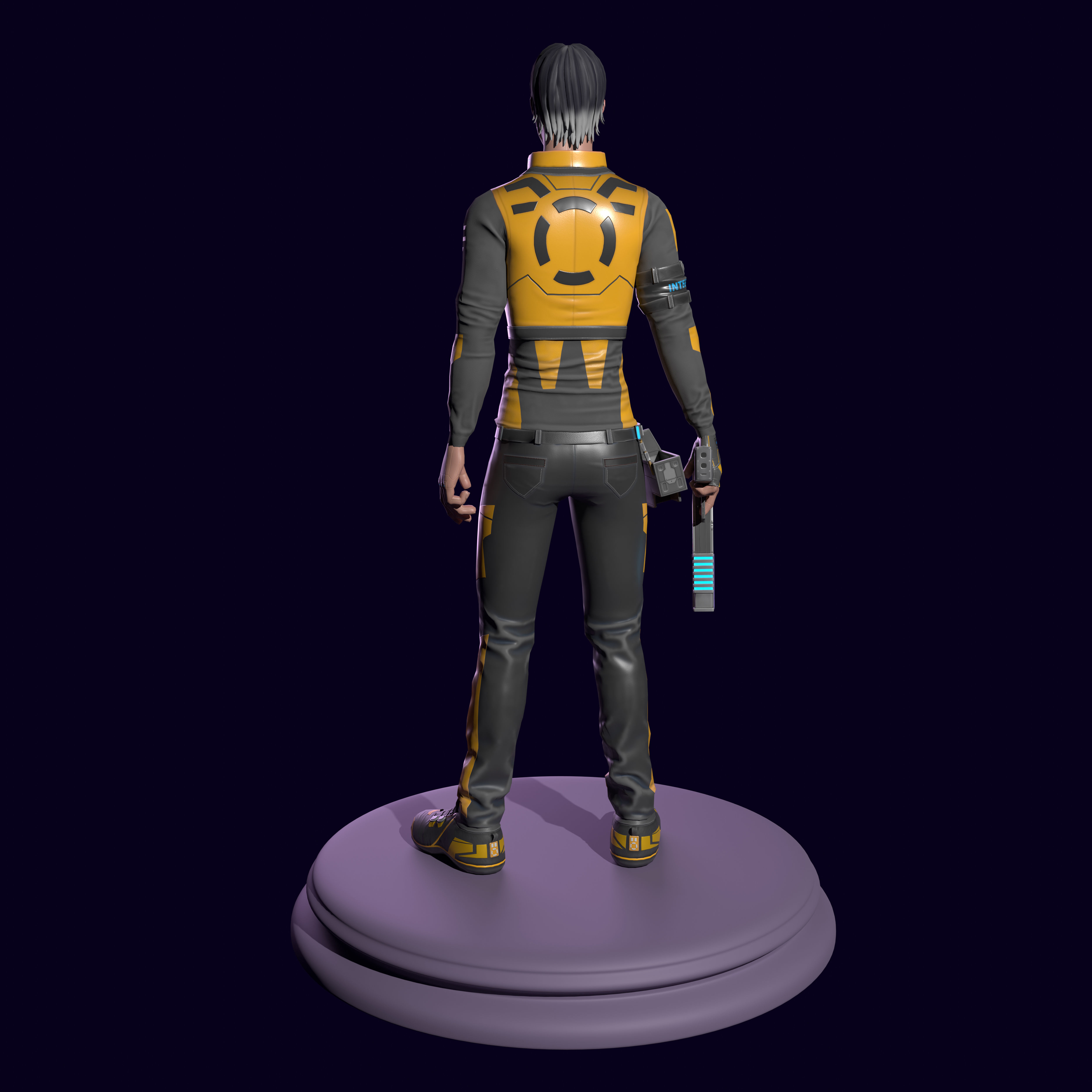 Sci-fi stylized character with plasma pistol Low-poly 3D model_5