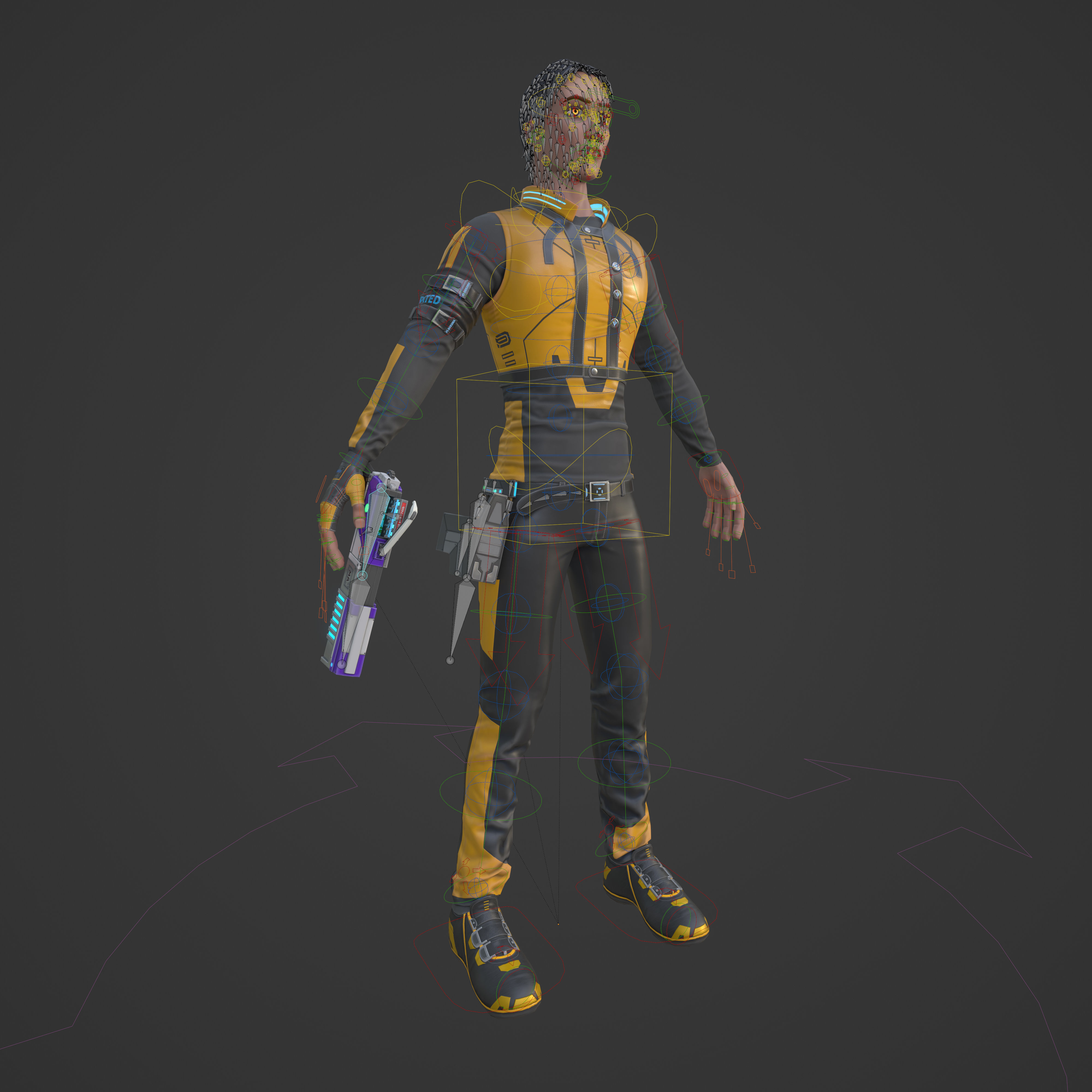 Sci-fi stylized character with plasma pistol Low-poly 3D model_25