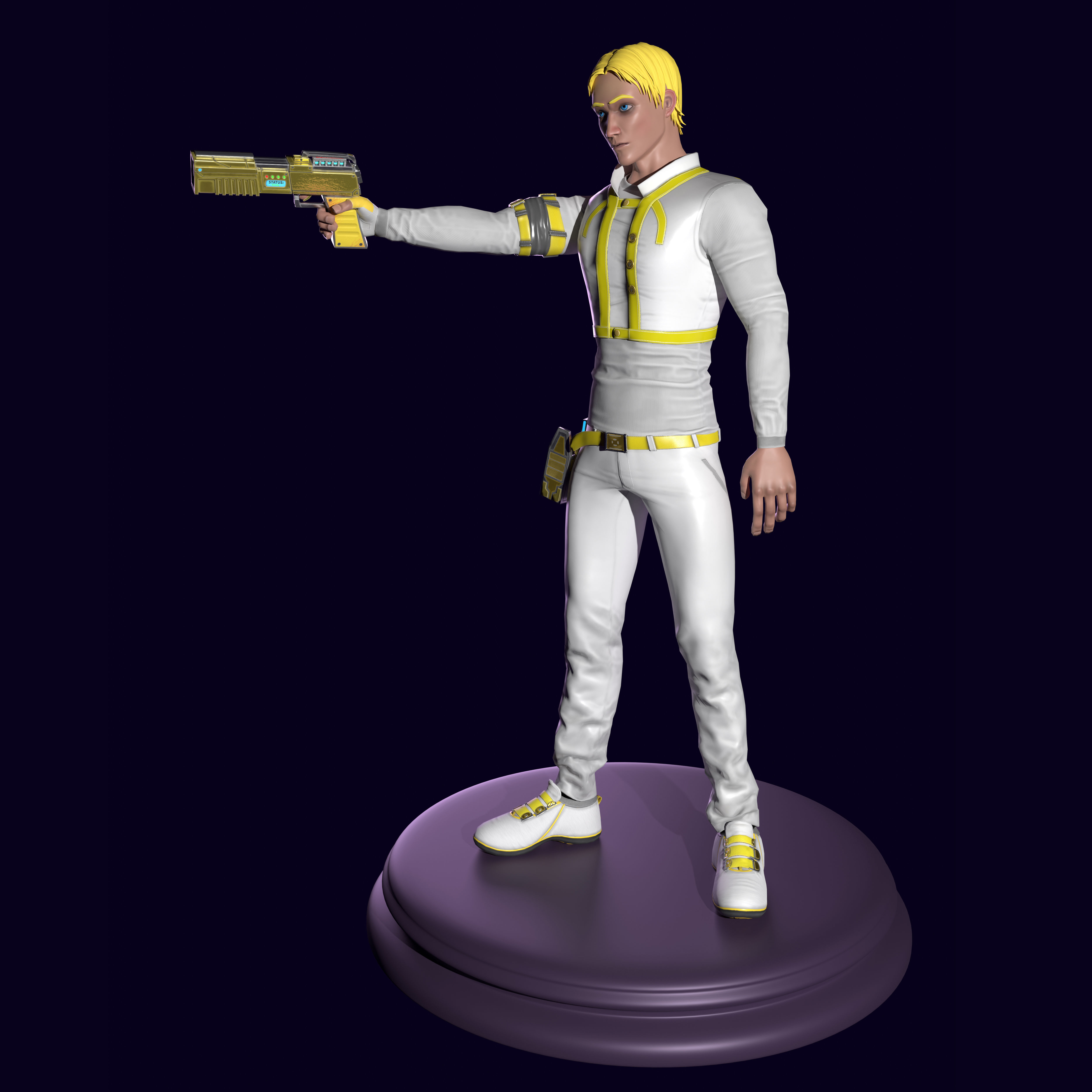 Sci-fi stylized character with plasma pistol Low-poly 3D model_19