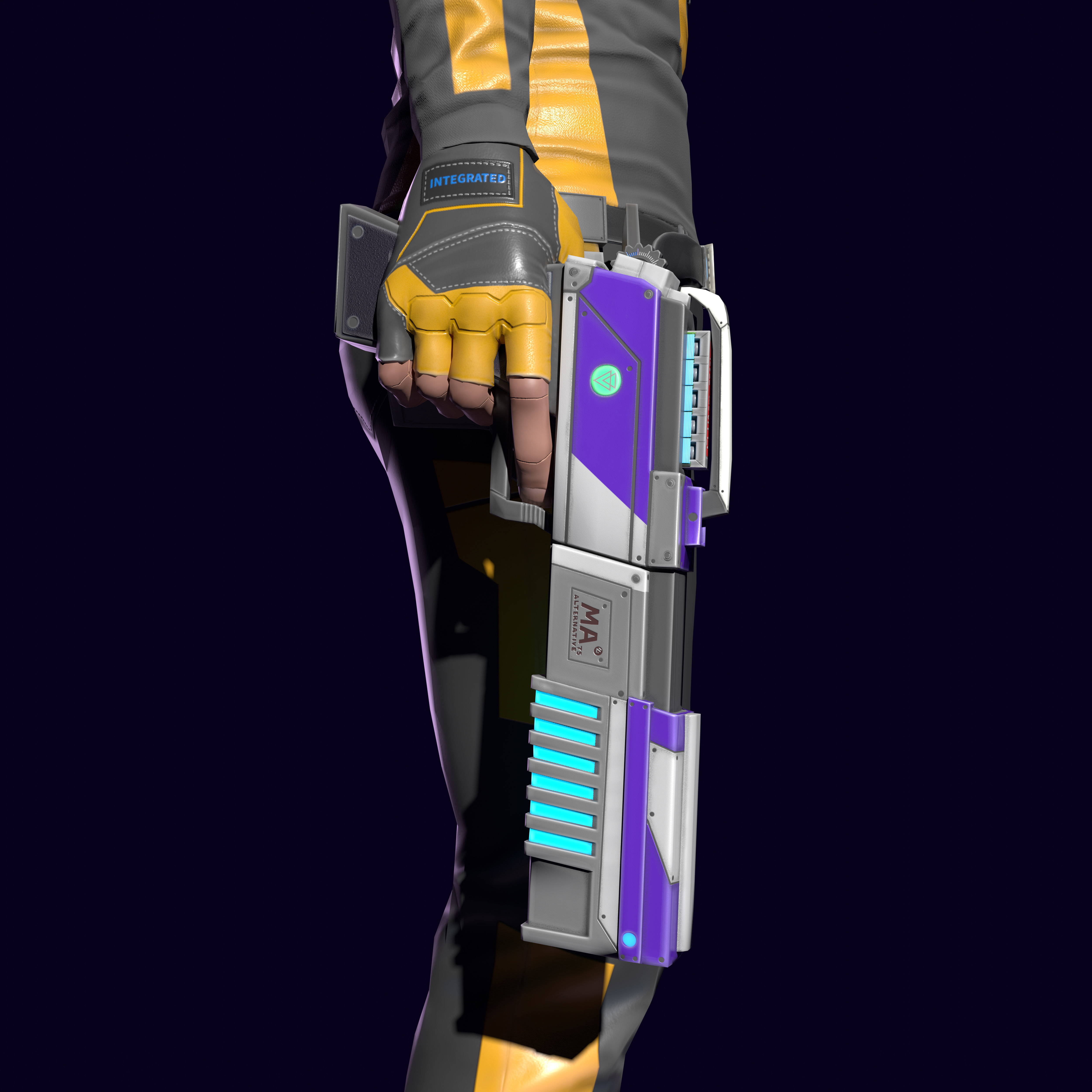 Sci-fi stylized character with plasma pistol Low-poly 3D model_8