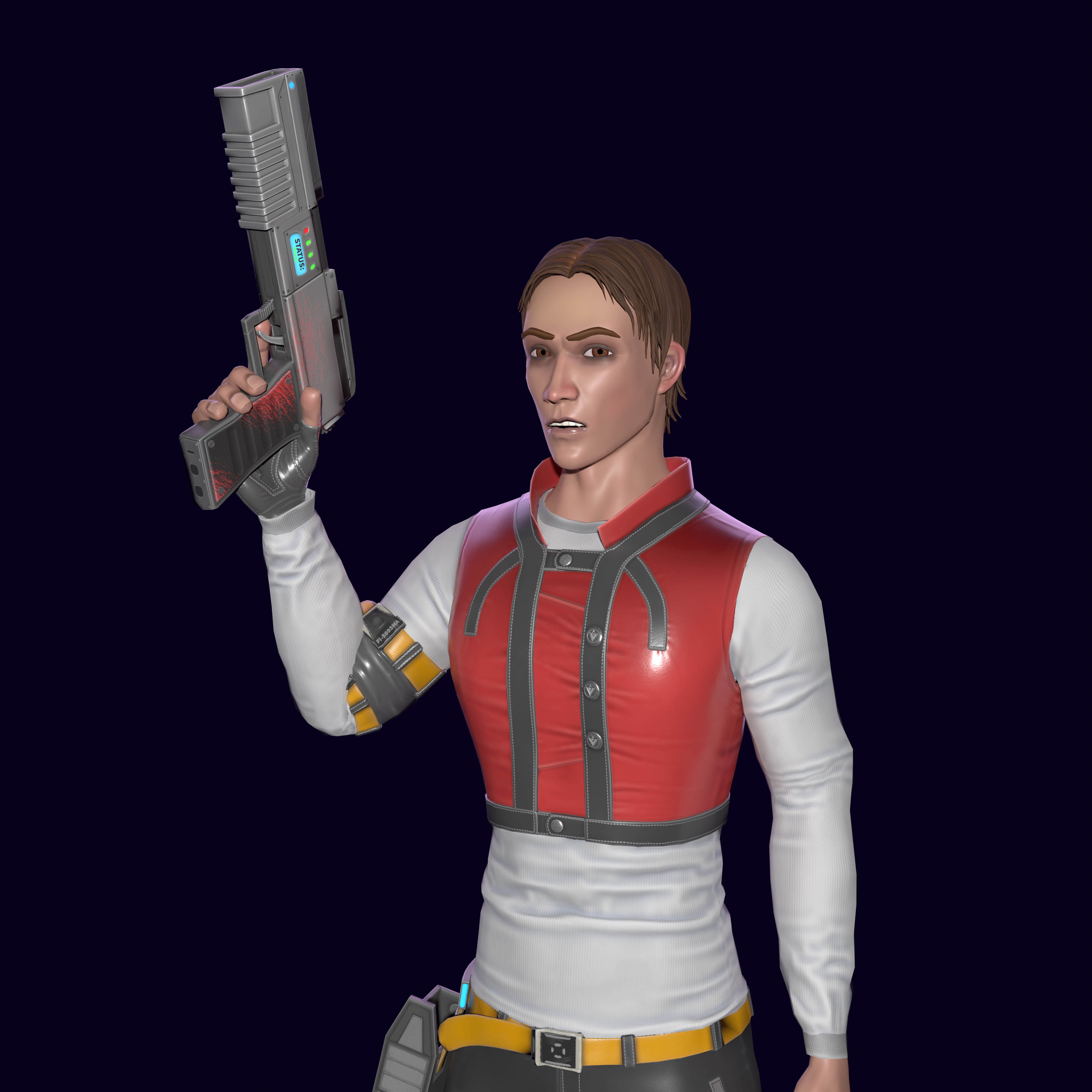 Sci-fi stylized character with plasma pistol Low-poly 3D model_11