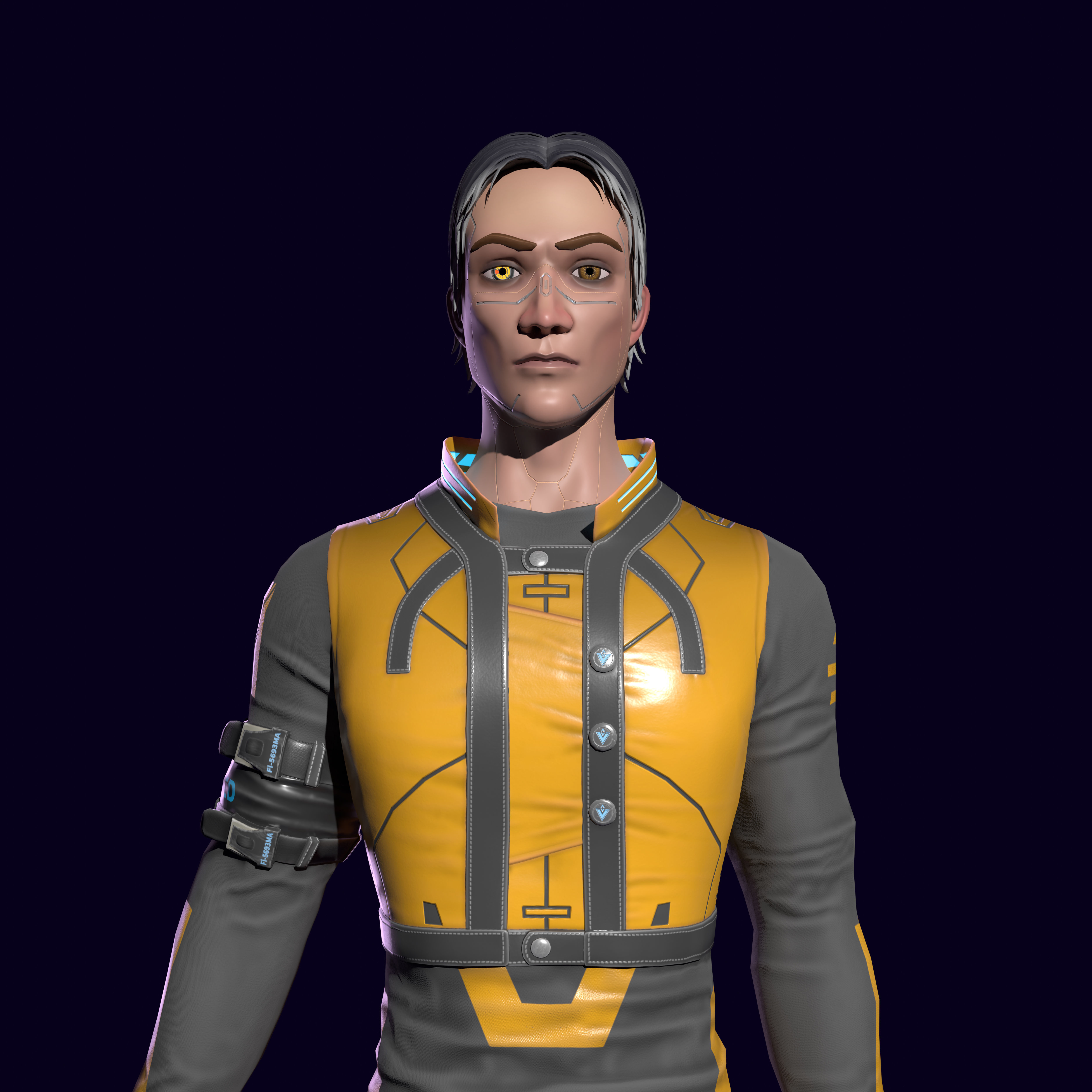 Sci-fi stylized character with plasma pistol Low-poly 3D model_6