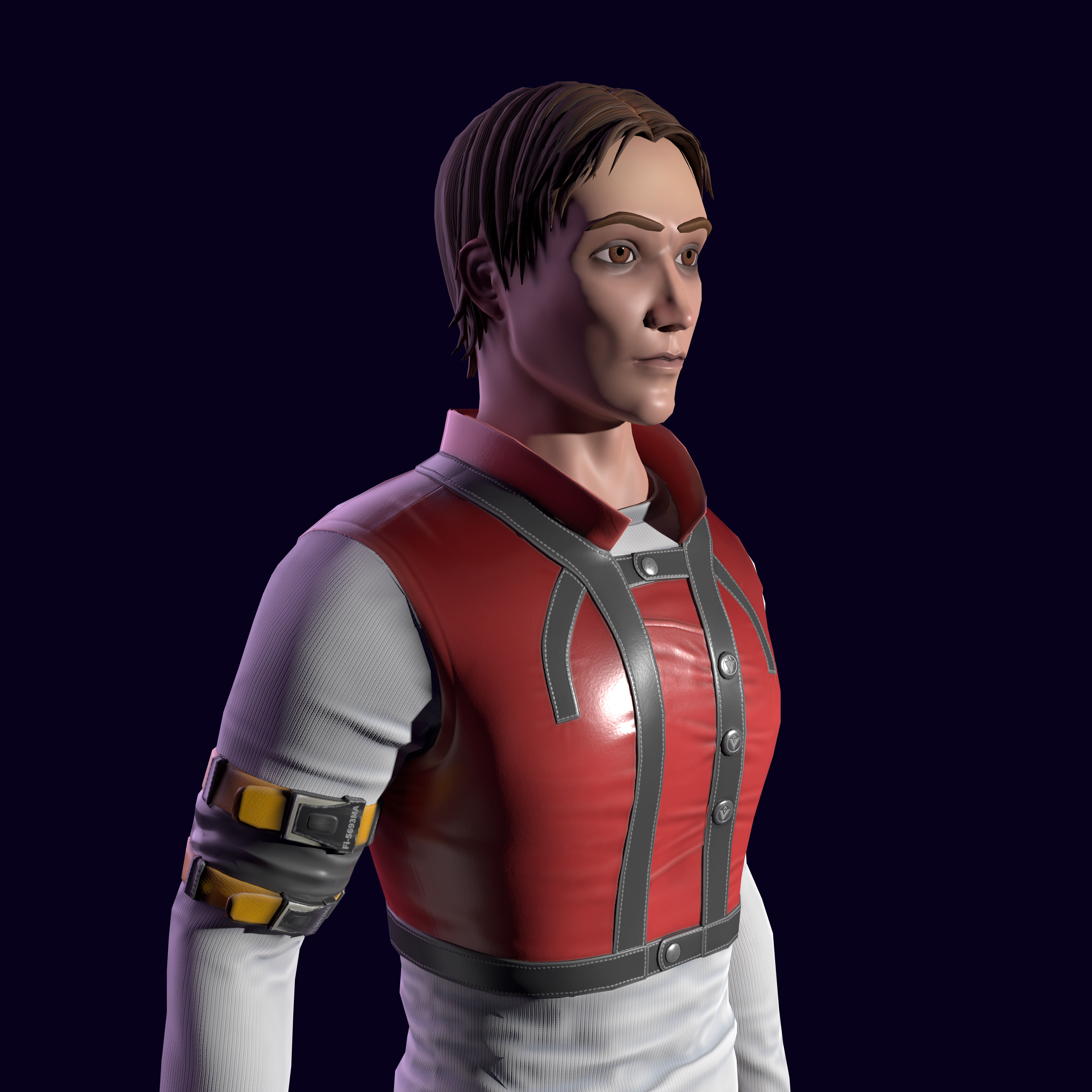 Sci-fi stylized character with plasma pistol Low-poly 3D model_12