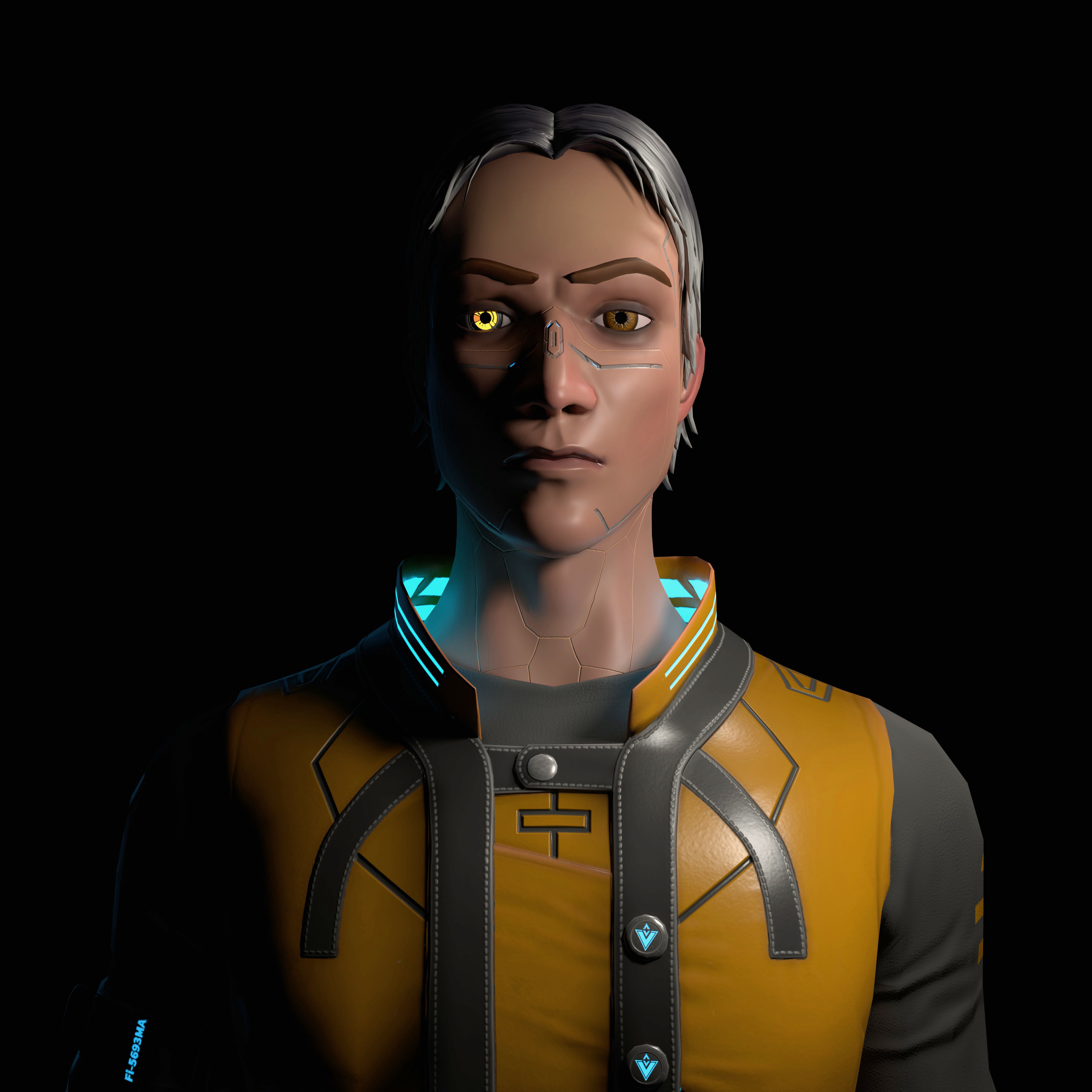 Sci-fi stylized character with plasma pistol Low-poly 3D model_7