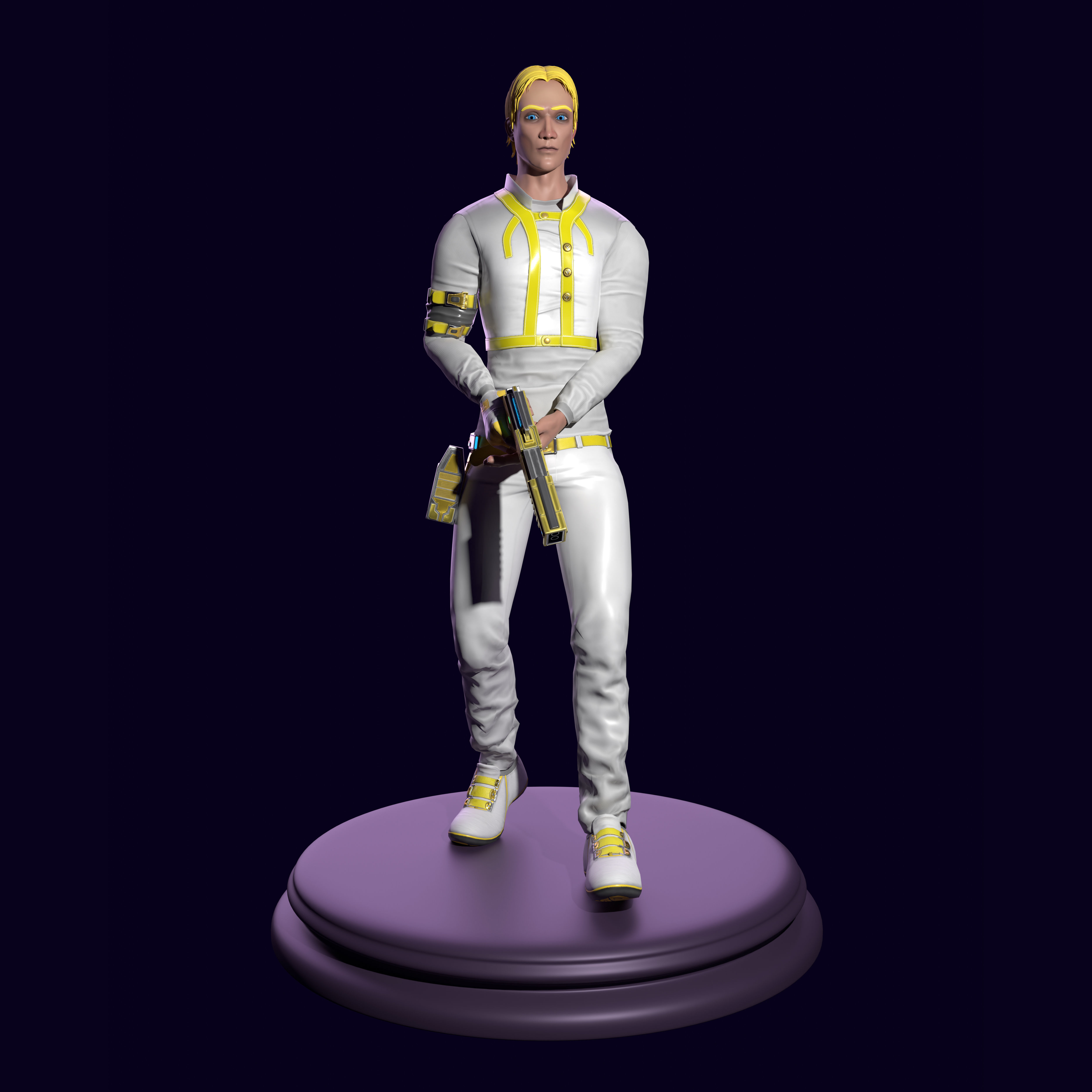 Sci-fi stylized character with plasma pistol Low-poly 3D model_17