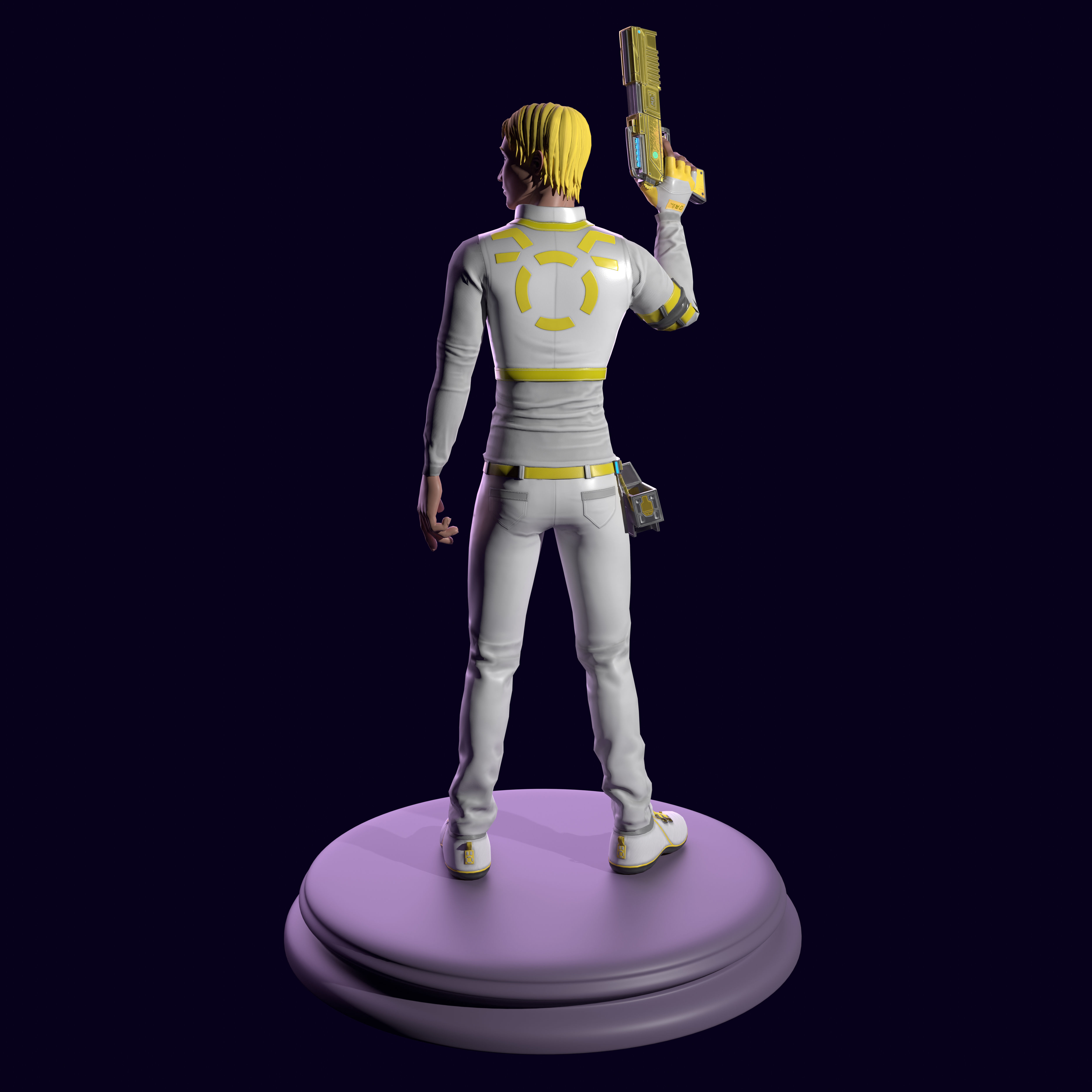 Sci-fi stylized character with plasma pistol Low-poly 3D model_18
