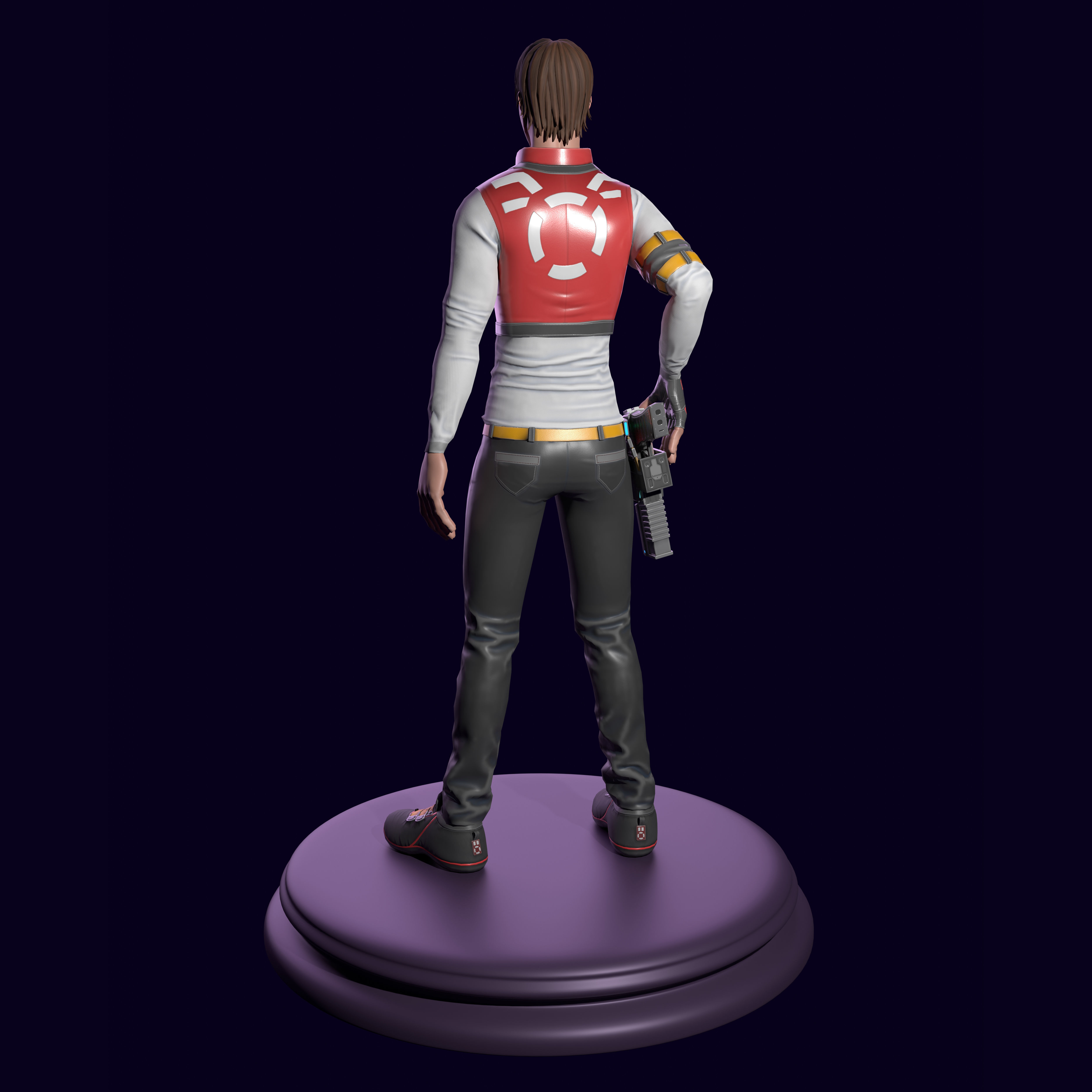 Sci-fi stylized character with plasma pistol Low-poly 3D model_10