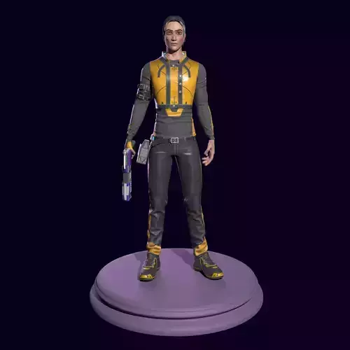 Sci-fi stylized character with plasma pistol Low-poly 3D model