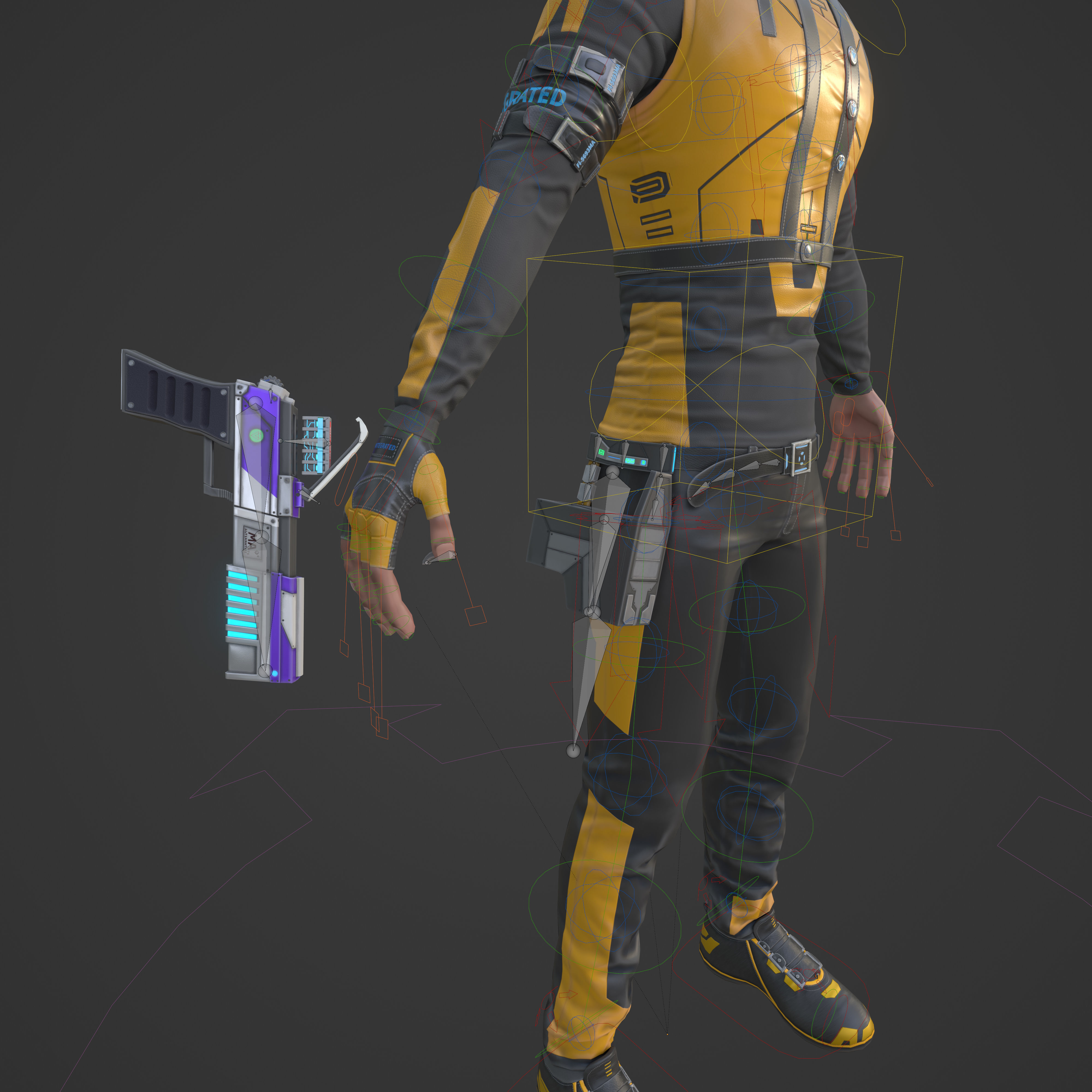 Sci-fi stylized character with plasma pistol Low-poly 3D model_26