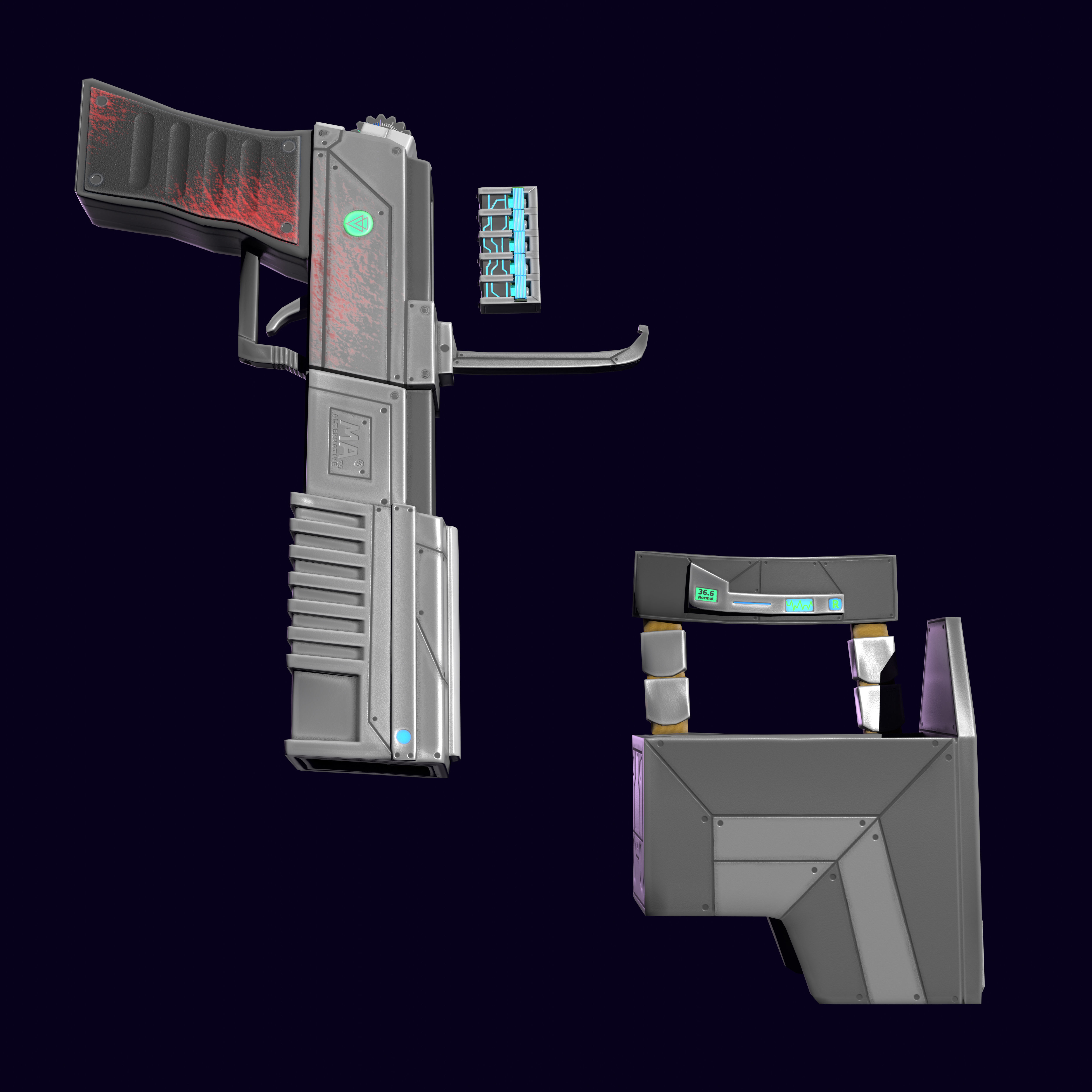 Sci-fi stylized character with plasma pistol Low-poly 3D model_15