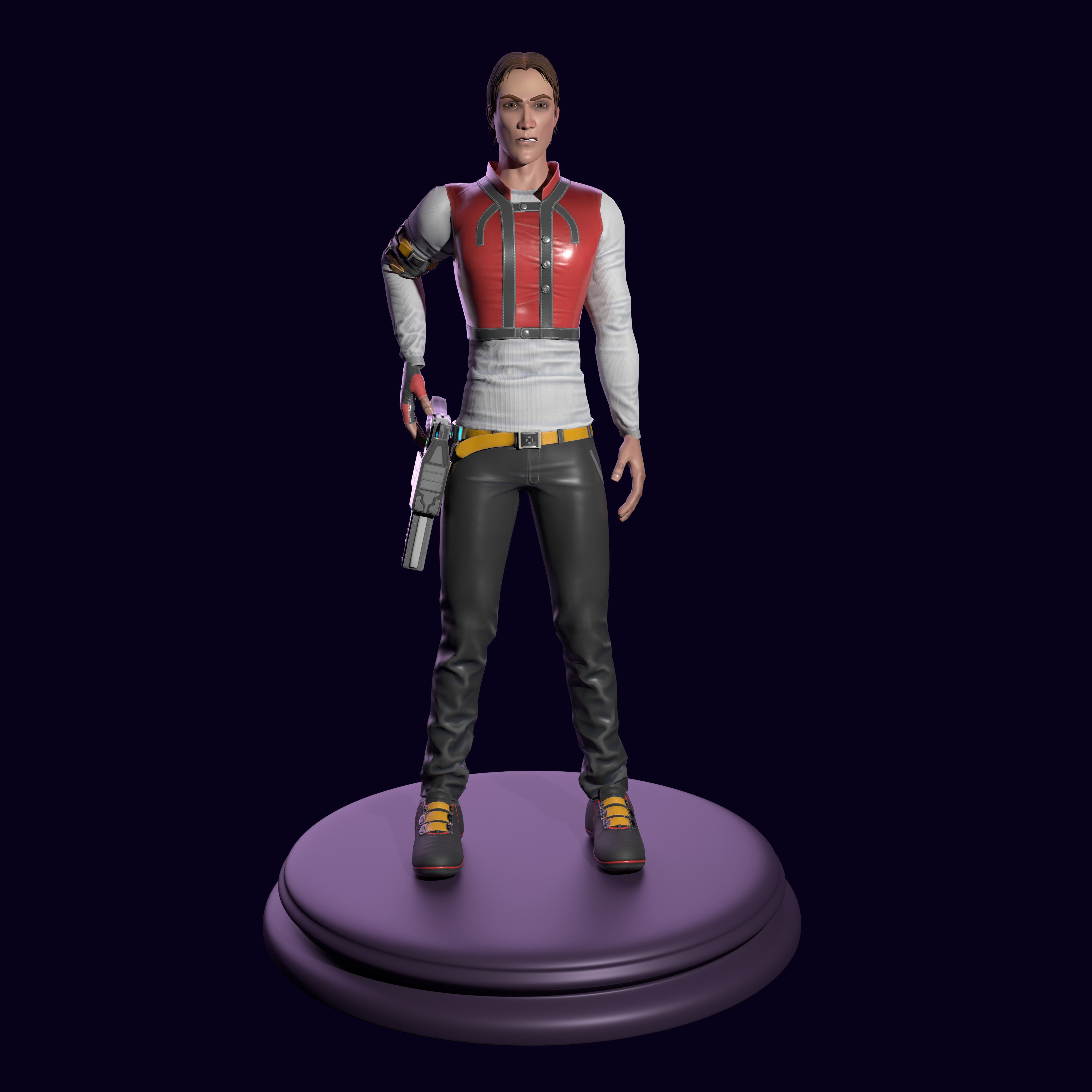 Sci-fi stylized character with plasma pistol Low-poly 3D model_13