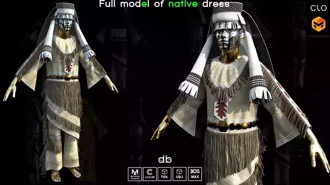 Full model of native dress  MD  CLO3D   PROJECTS   OBJ   FBX 3D model