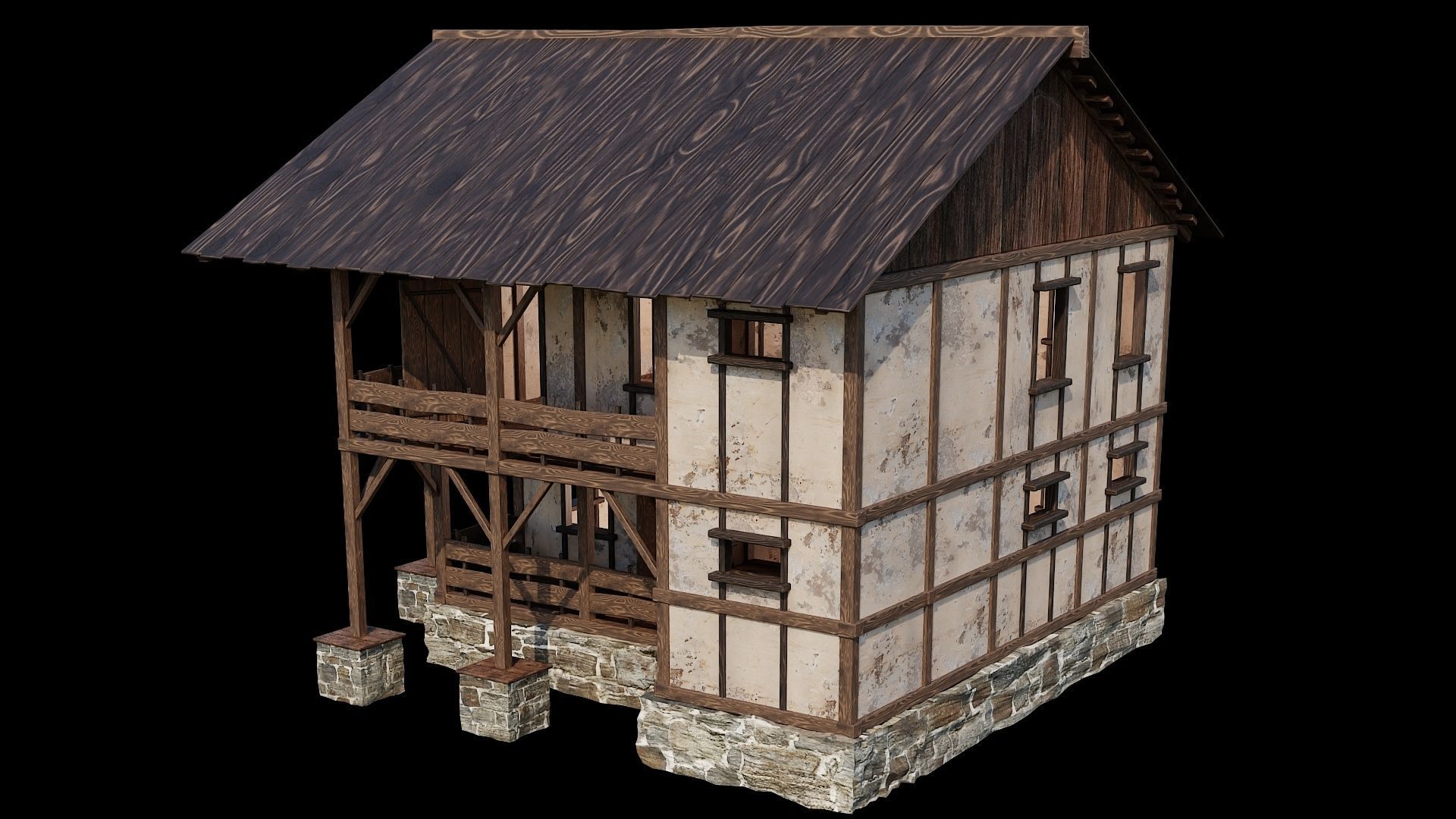Medieval Houses 12 - 4K Textures Game Ready Low-poly 3D model_6