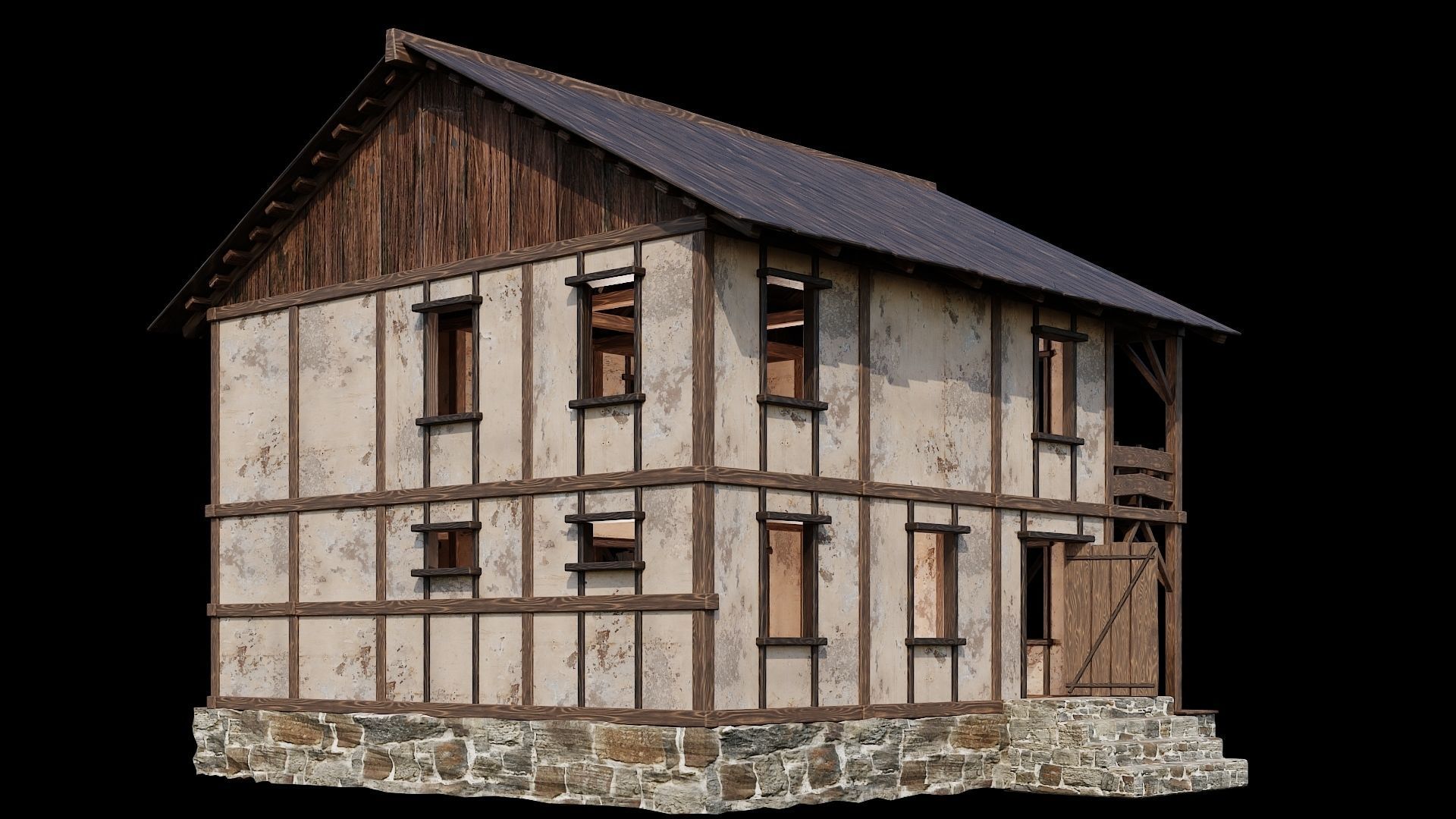 Medieval Houses 12 - 4K Textures Game Ready Low-poly 3D model_8