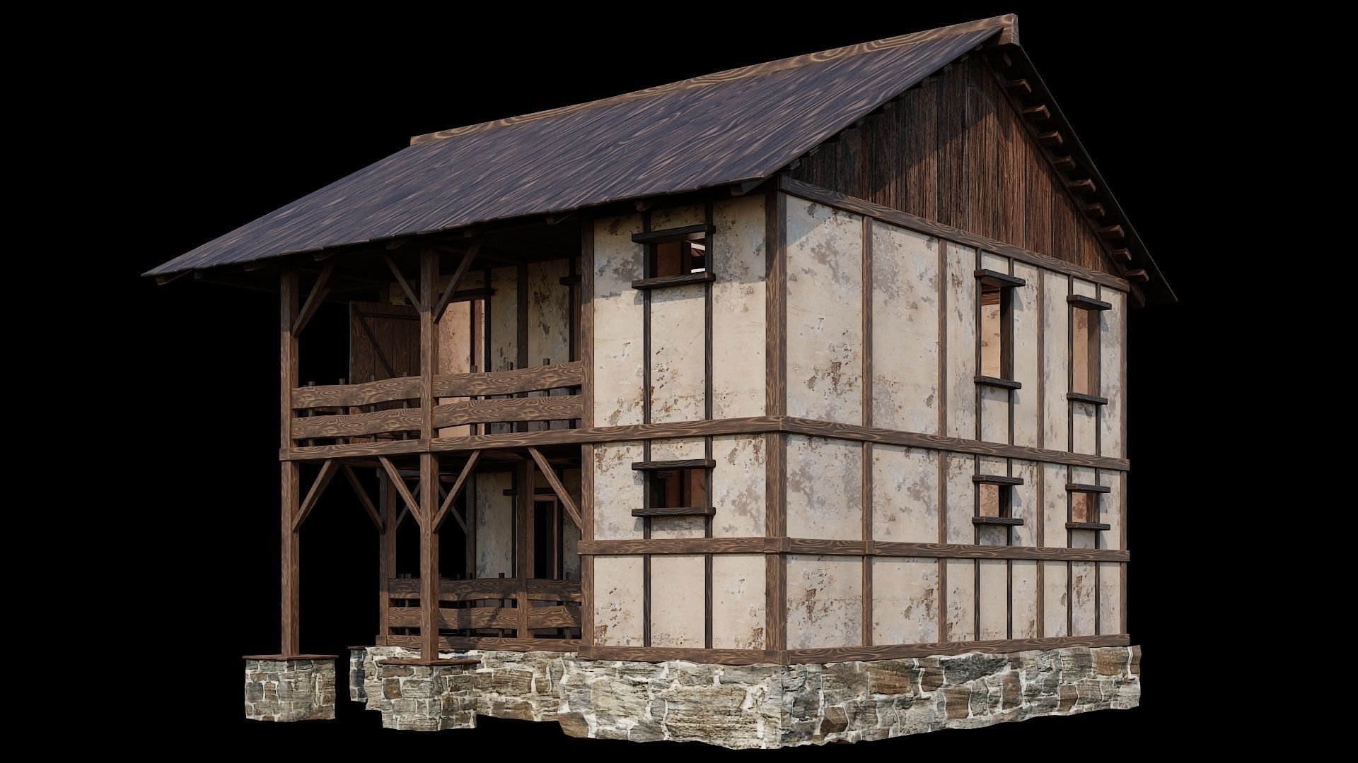 Medieval Houses 12 - 4K Textures Game Ready Low-poly 3D model_9