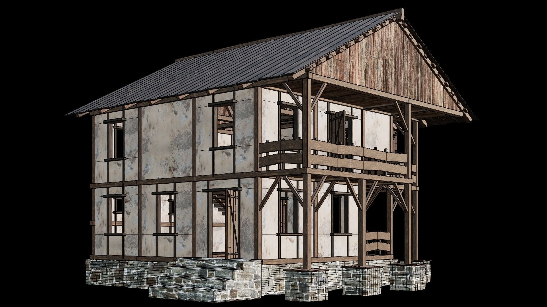 Medieval Houses 12 - 4K Textures Game Ready Low-poly 3D model_5