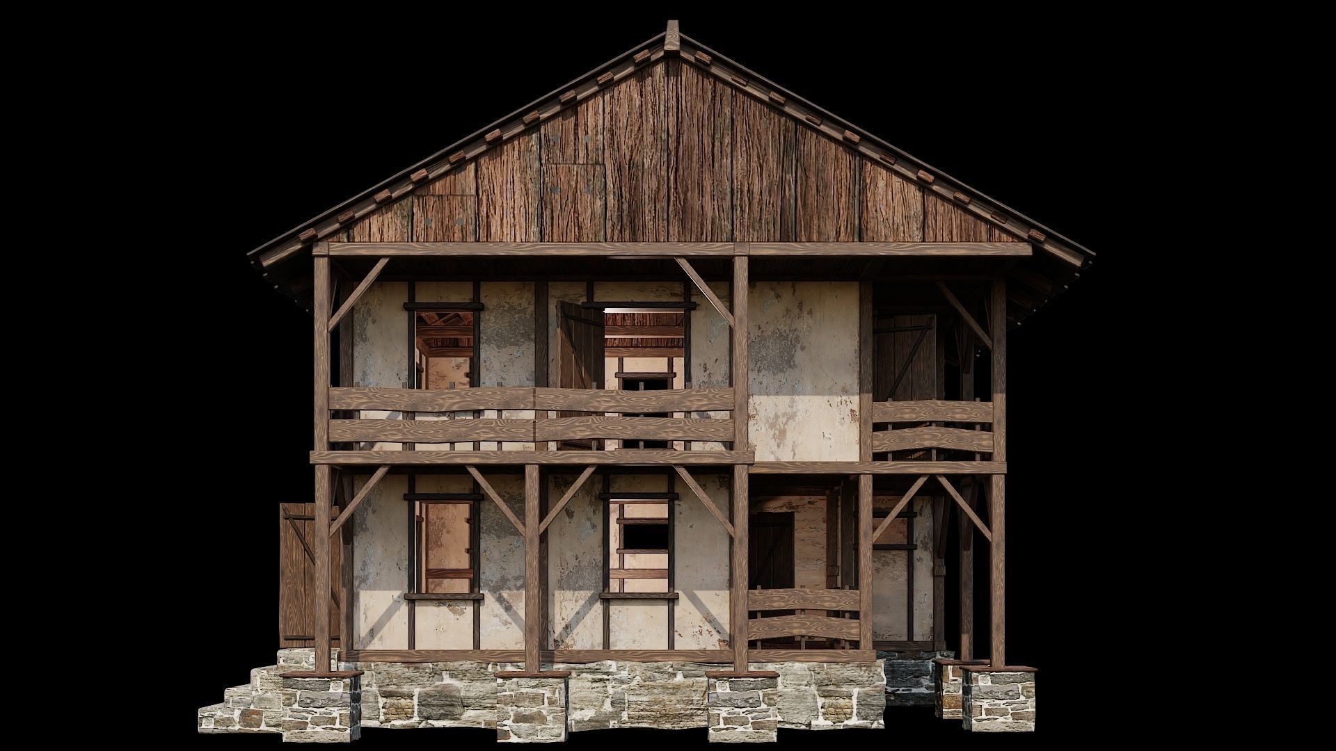 Medieval Houses 12 - 4K Textures Game Ready Low-poly 3D model_2