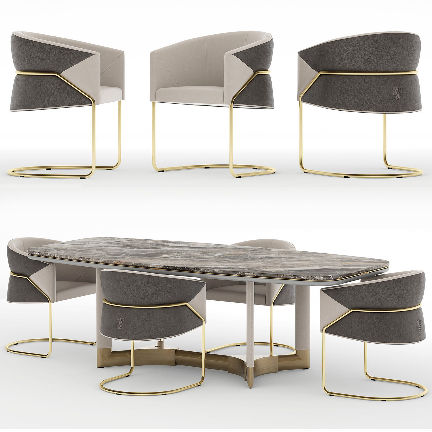 Visionnaire Morgan Mythica Dining Set 3D model_1