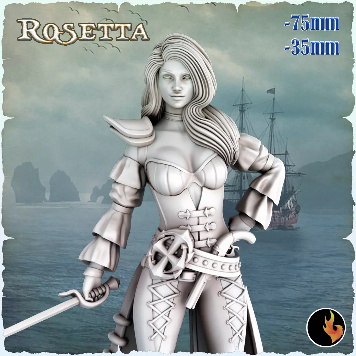 Rosetta female pirate 3D print model