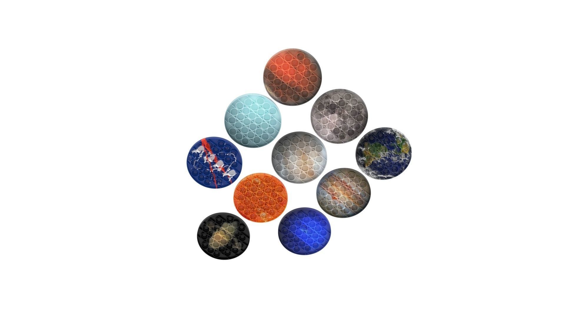 Space Pop It Fidget Toys Set 3D model_6