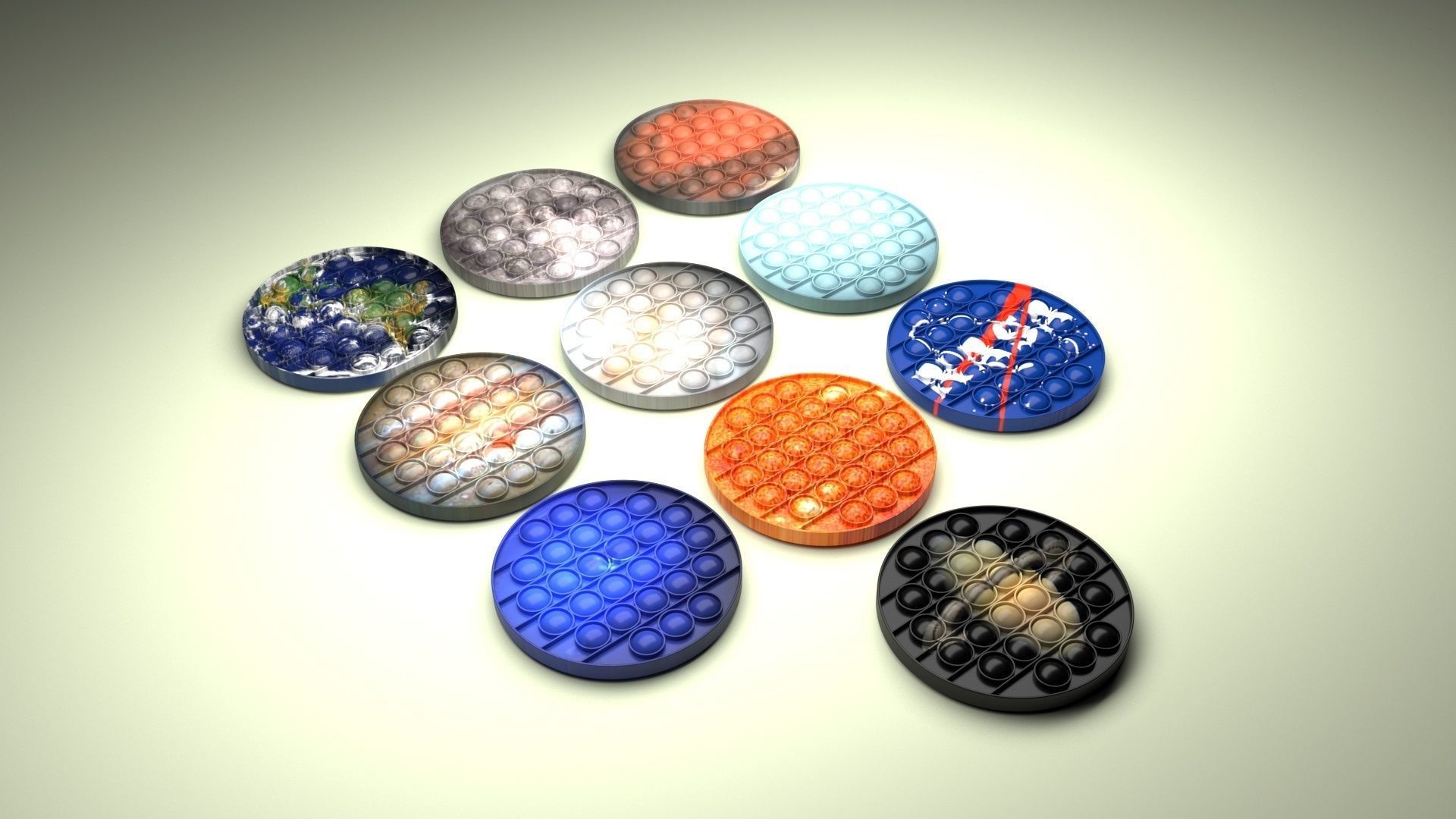 Space Pop It Fidget Toys Set 3D model_26