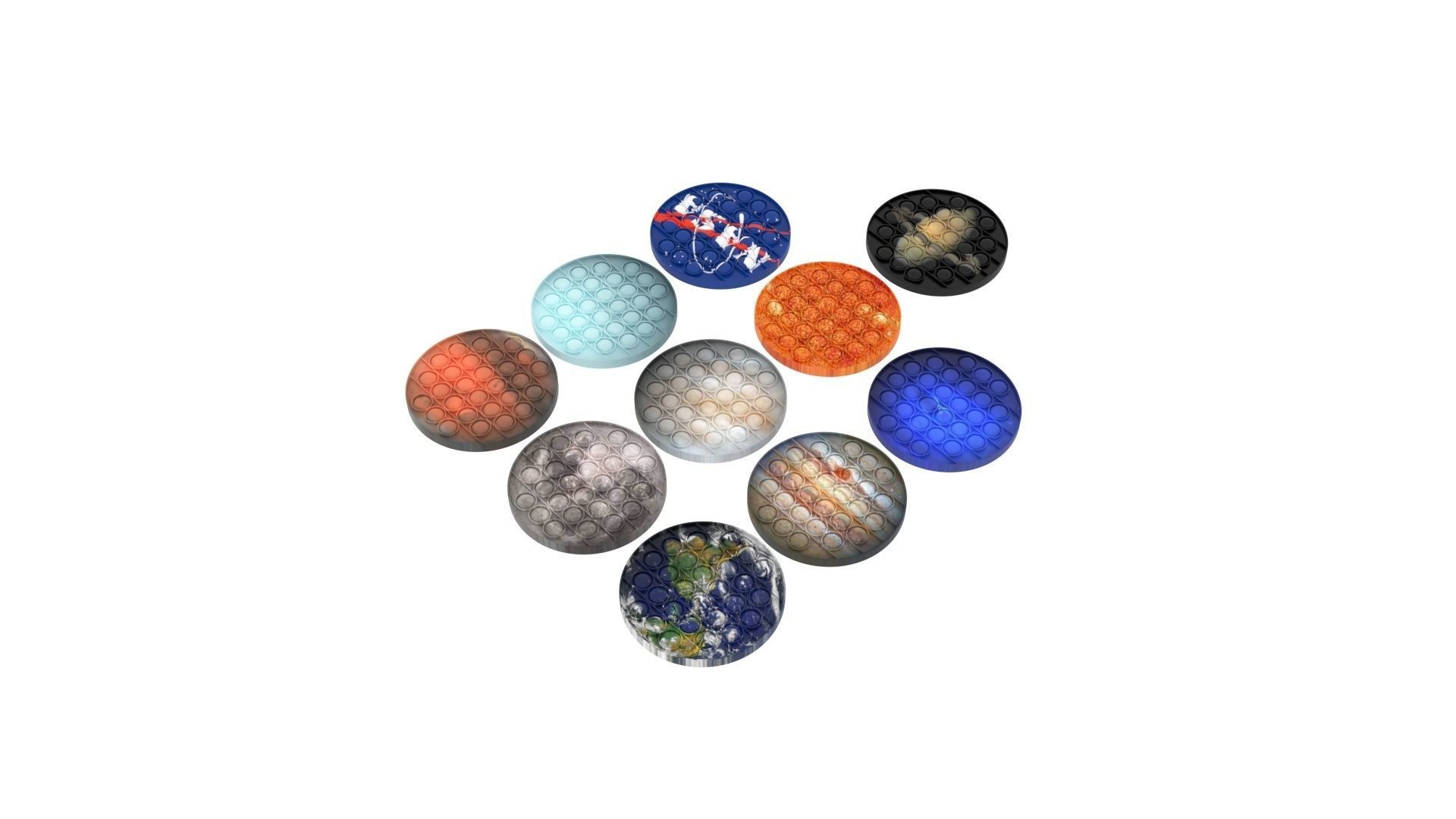 Space Pop It Fidget Toys Set 3D model_3