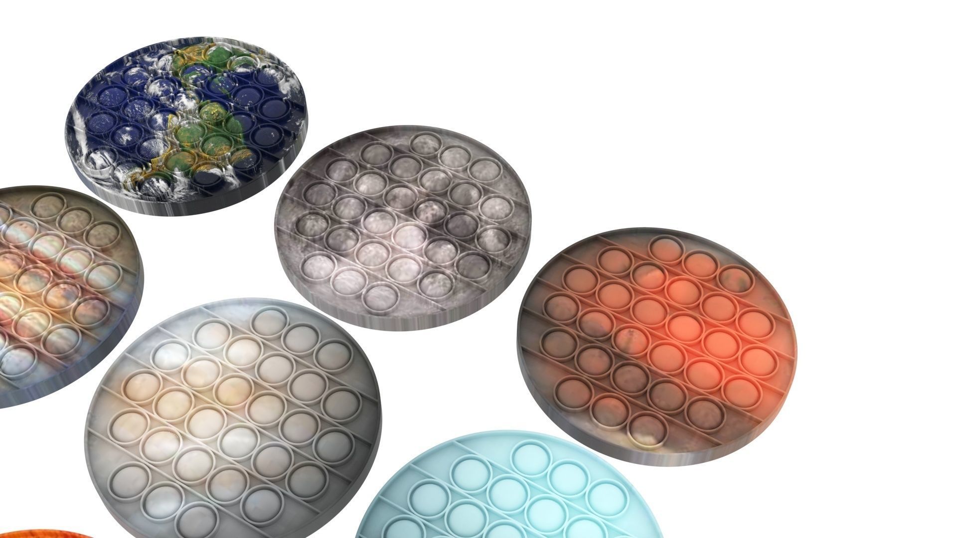 Space Pop It Fidget Toys Set 3D model_9