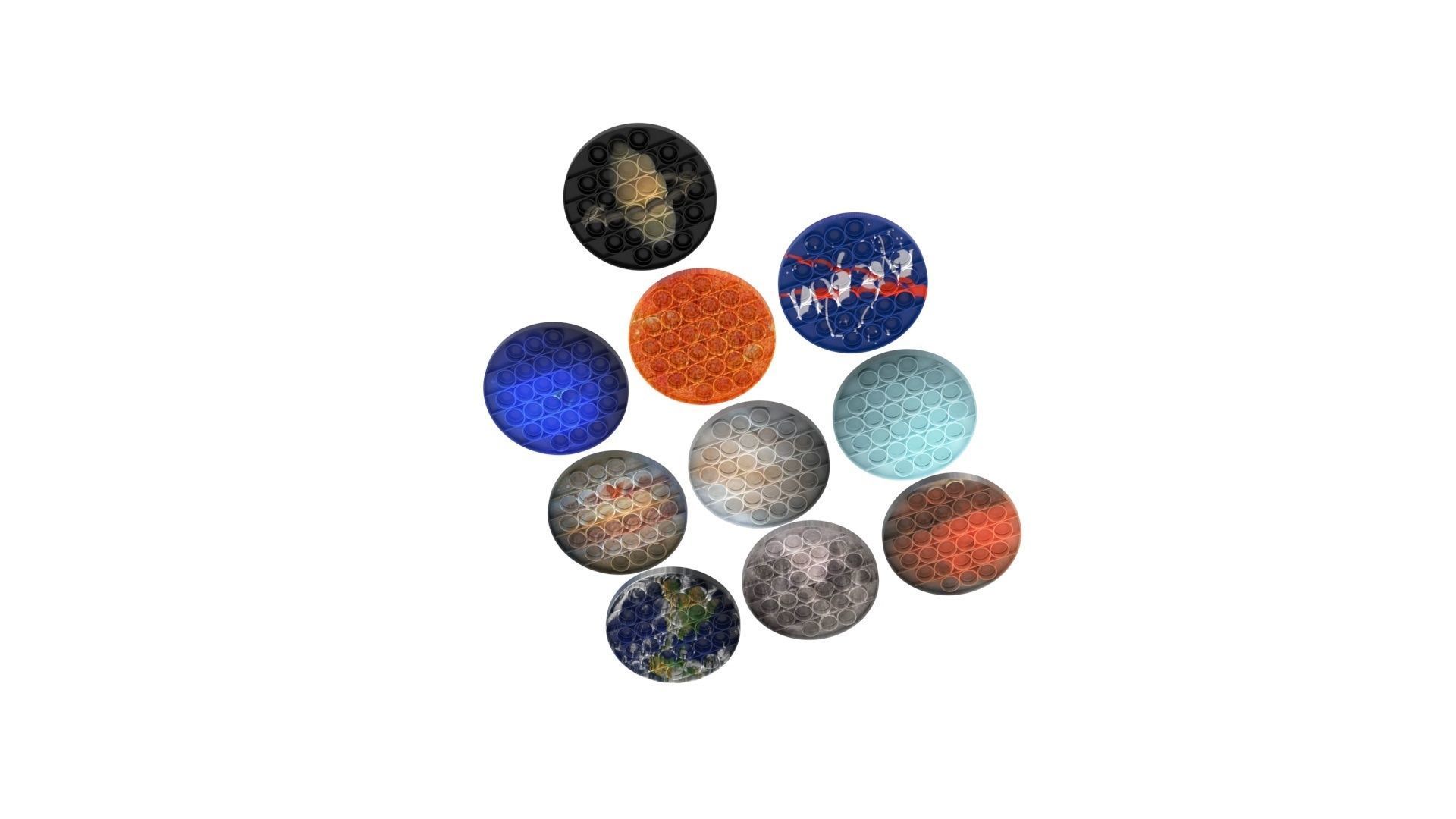 Space Pop It Fidget Toys Set 3D model_5
