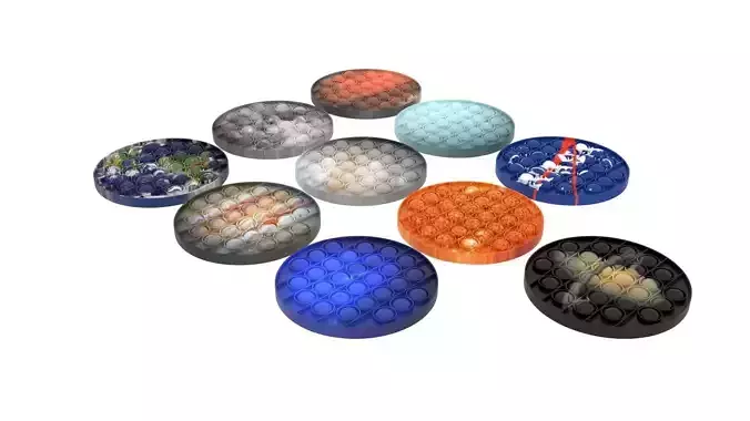 Space Pop It Fidget Toys Set 3D model