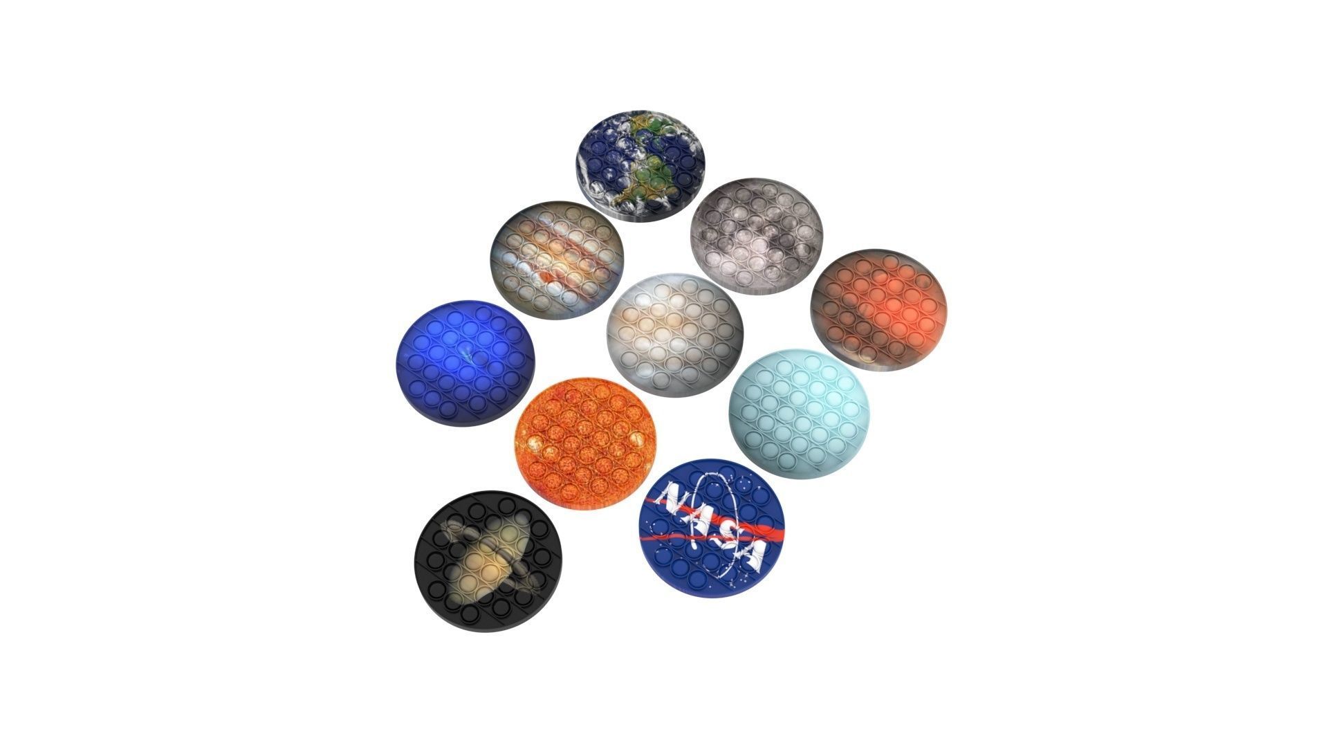 Space Pop It Fidget Toys Set 3D model_1