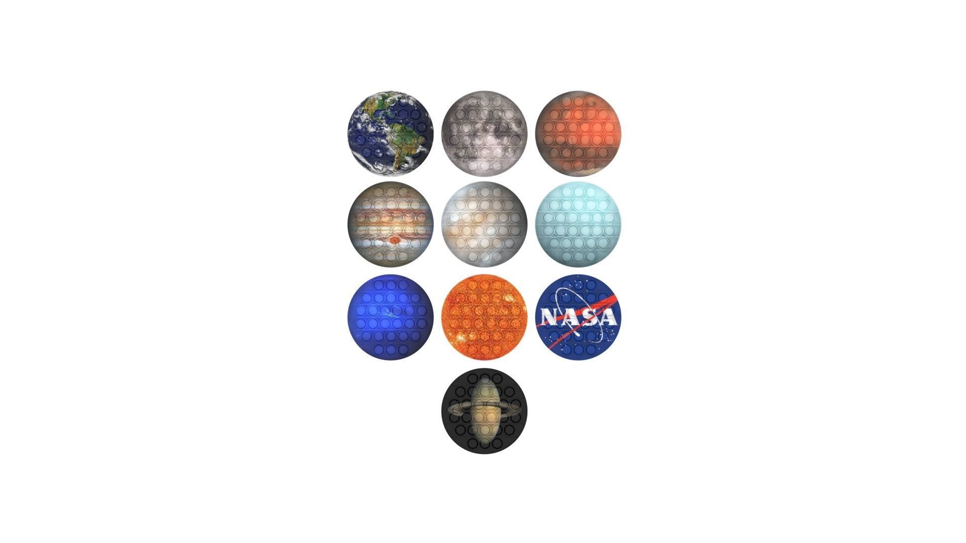 Space Pop It Fidget Toys Set 3D model_12