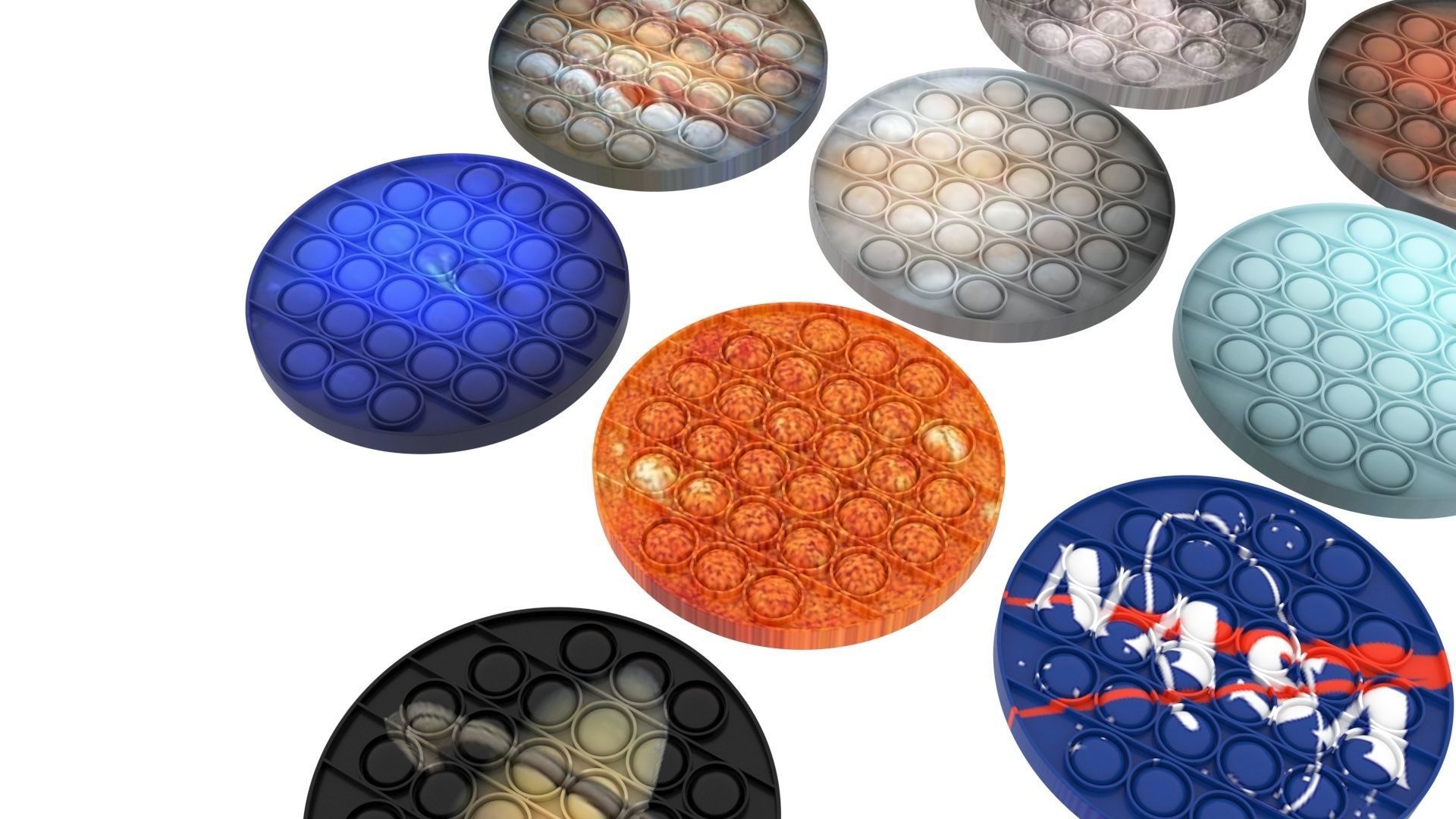 Space Pop It Fidget Toys Set 3D model_10