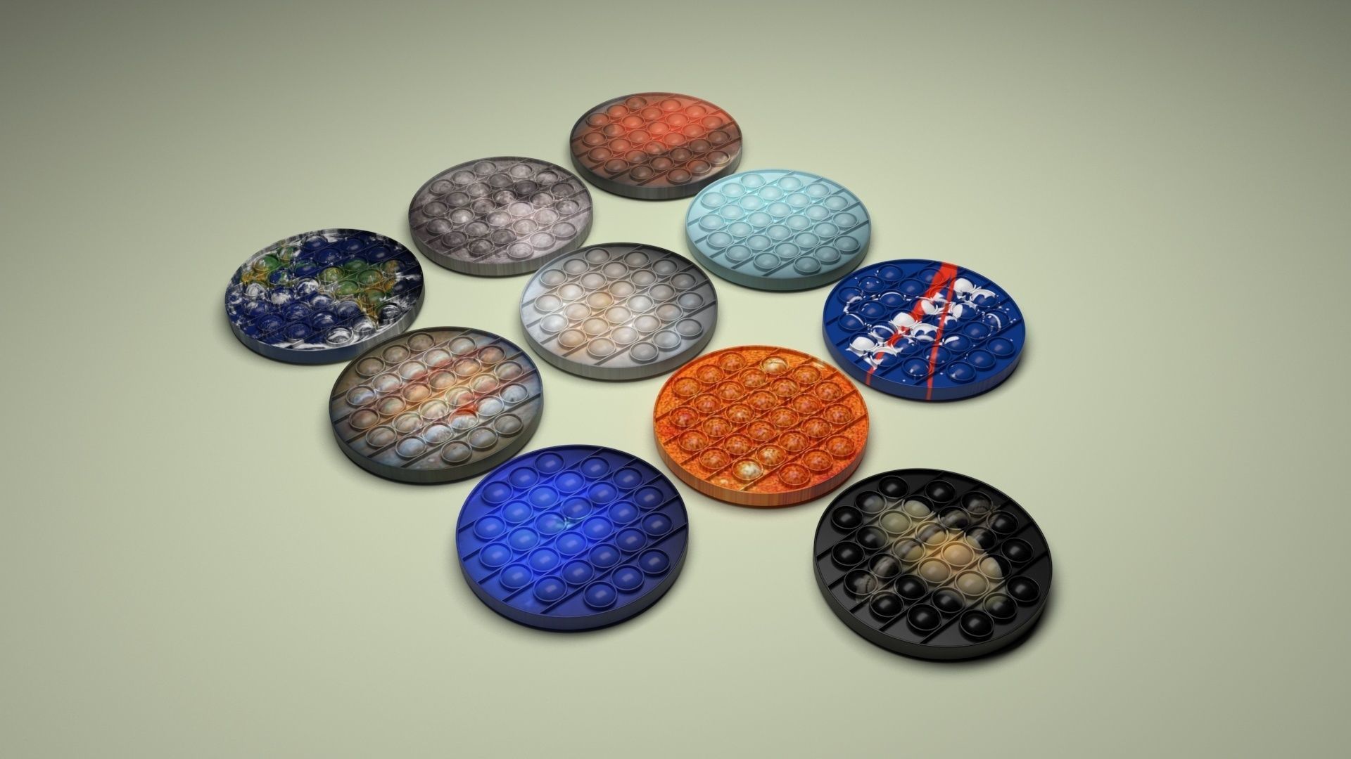 Space Pop It Fidget Toys Set 3D model_24