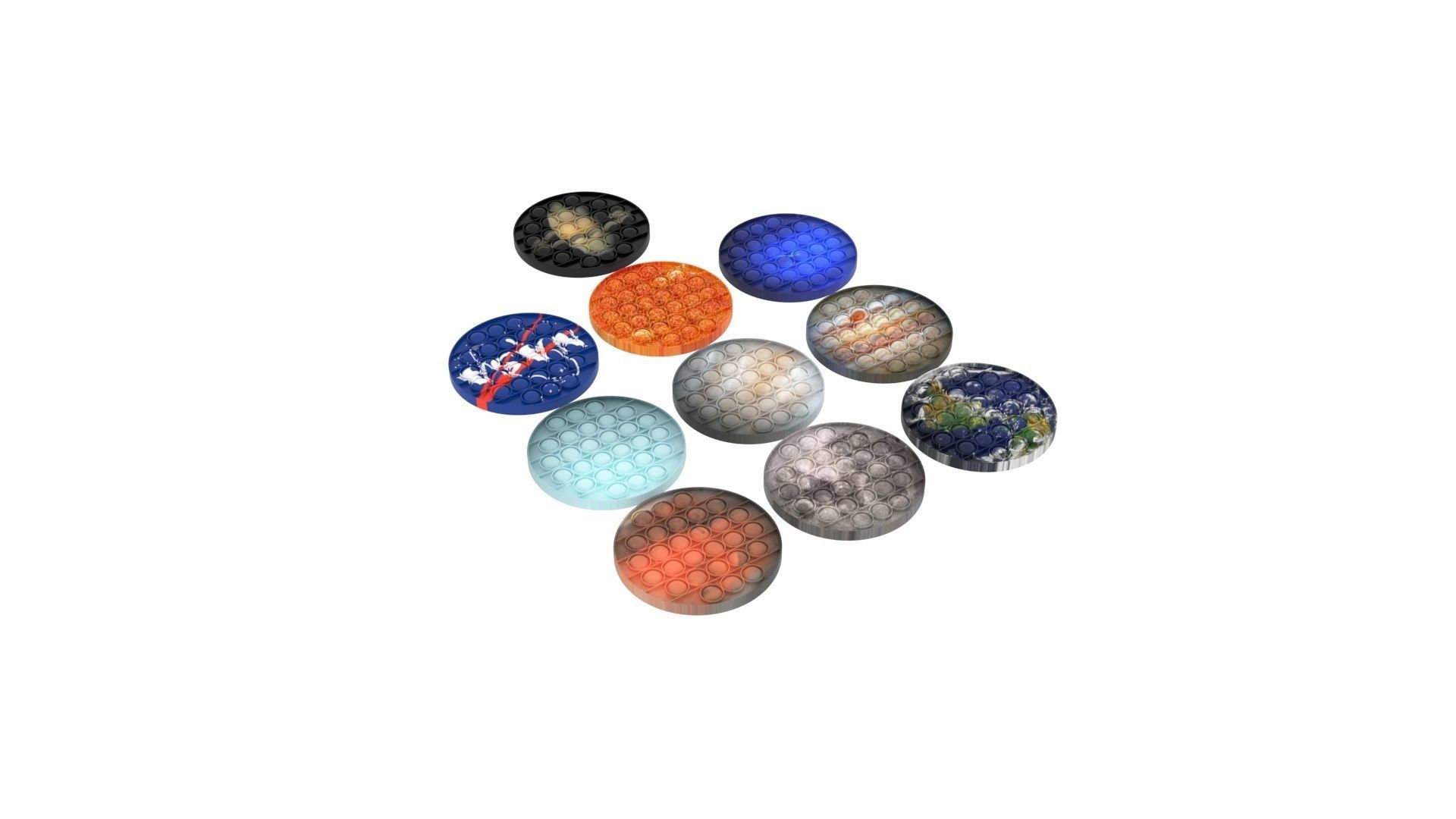 Space Pop It Fidget Toys Set 3D model_2