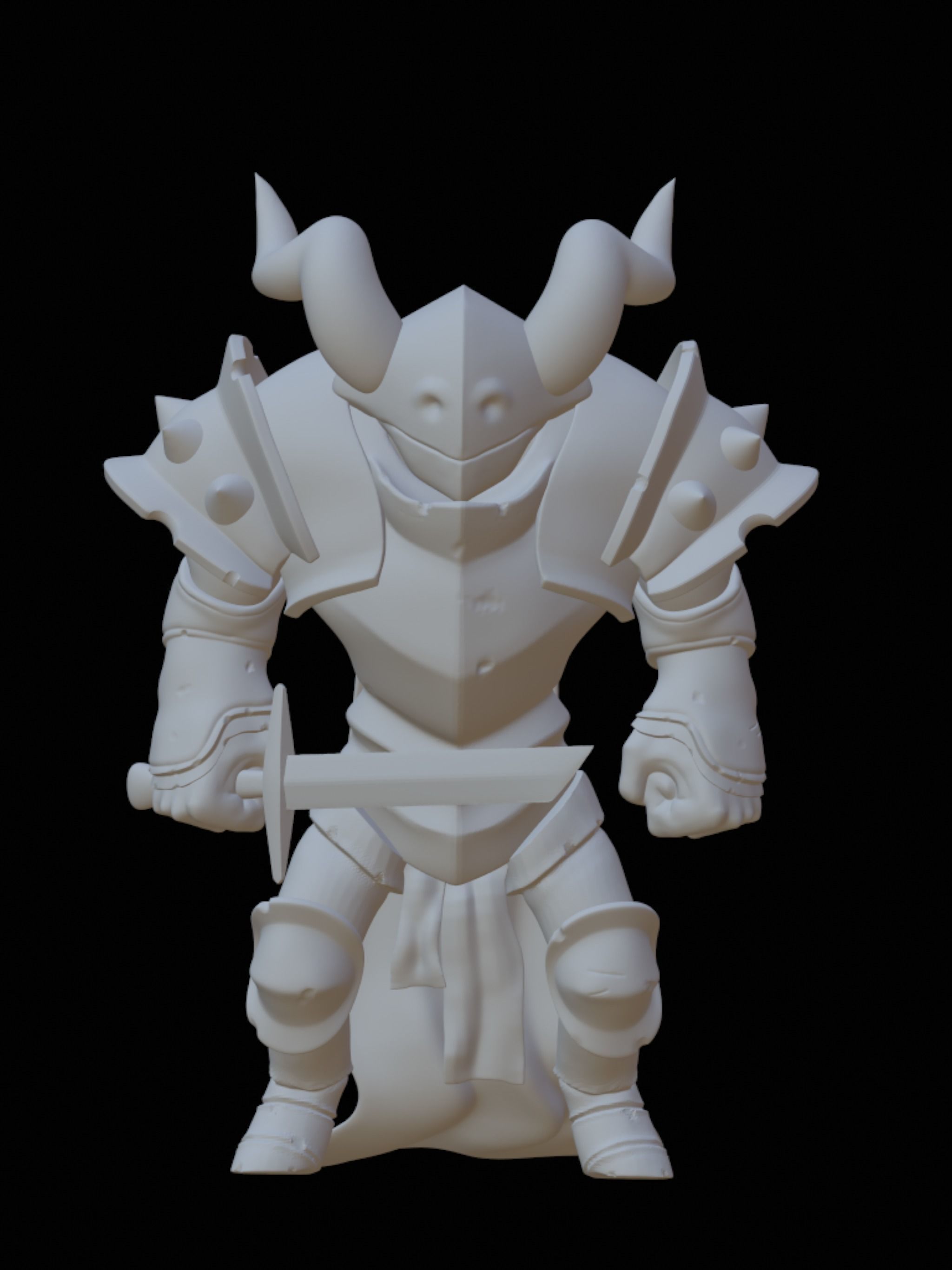 Stylilzed Knight with cape and sword 3D print model_1