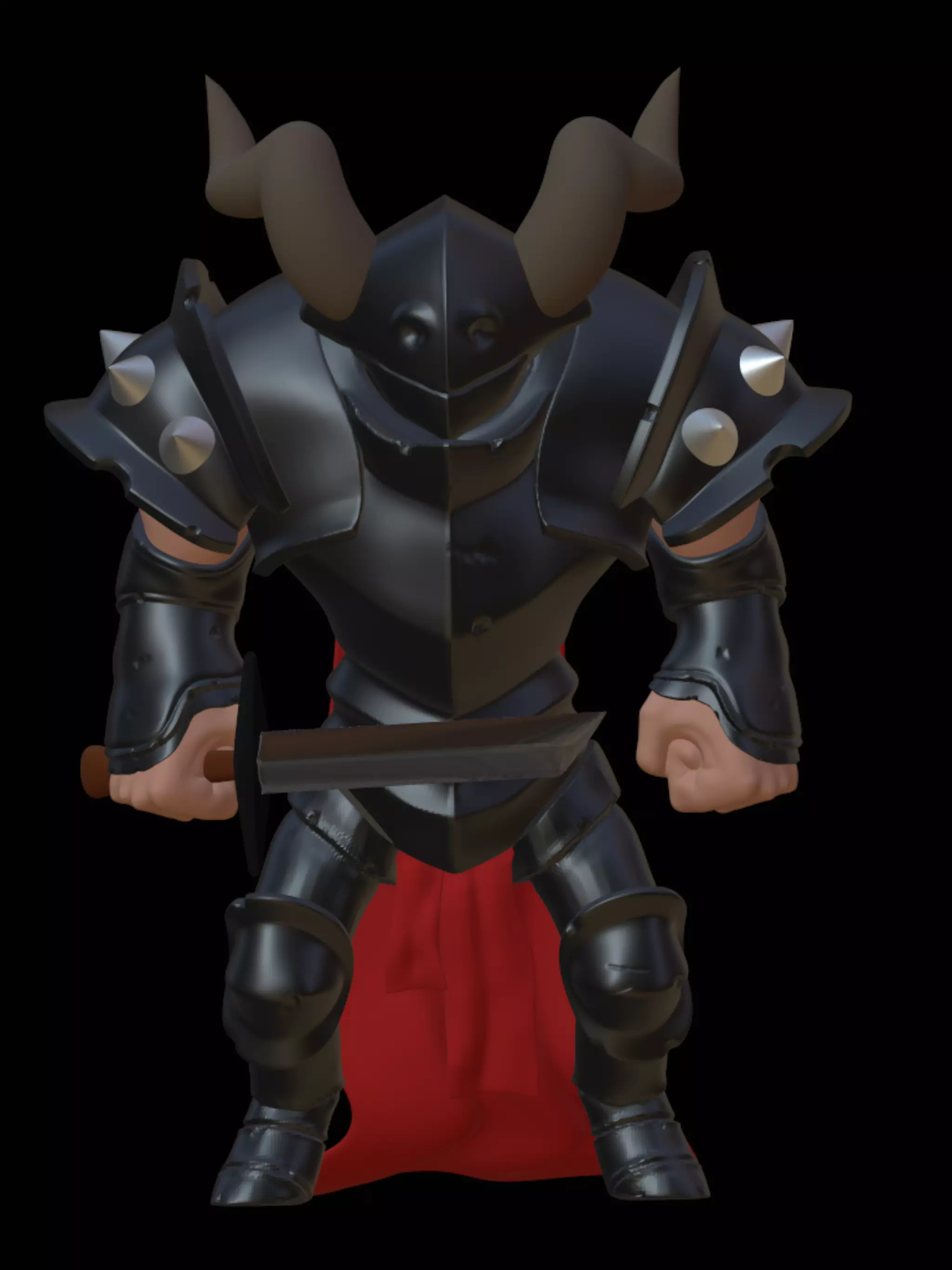 Stylilzed Knight with cape and sword 3D print model_0