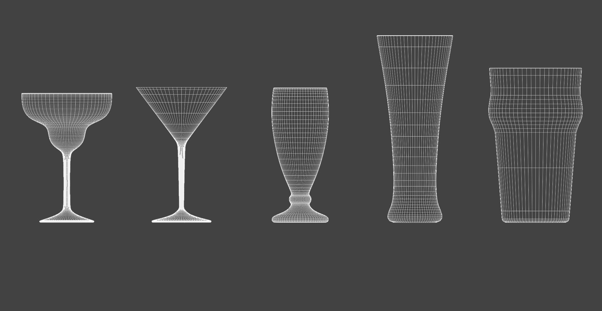 24 Pieces  Wine and Cocktail Glasses Set 3D model_5