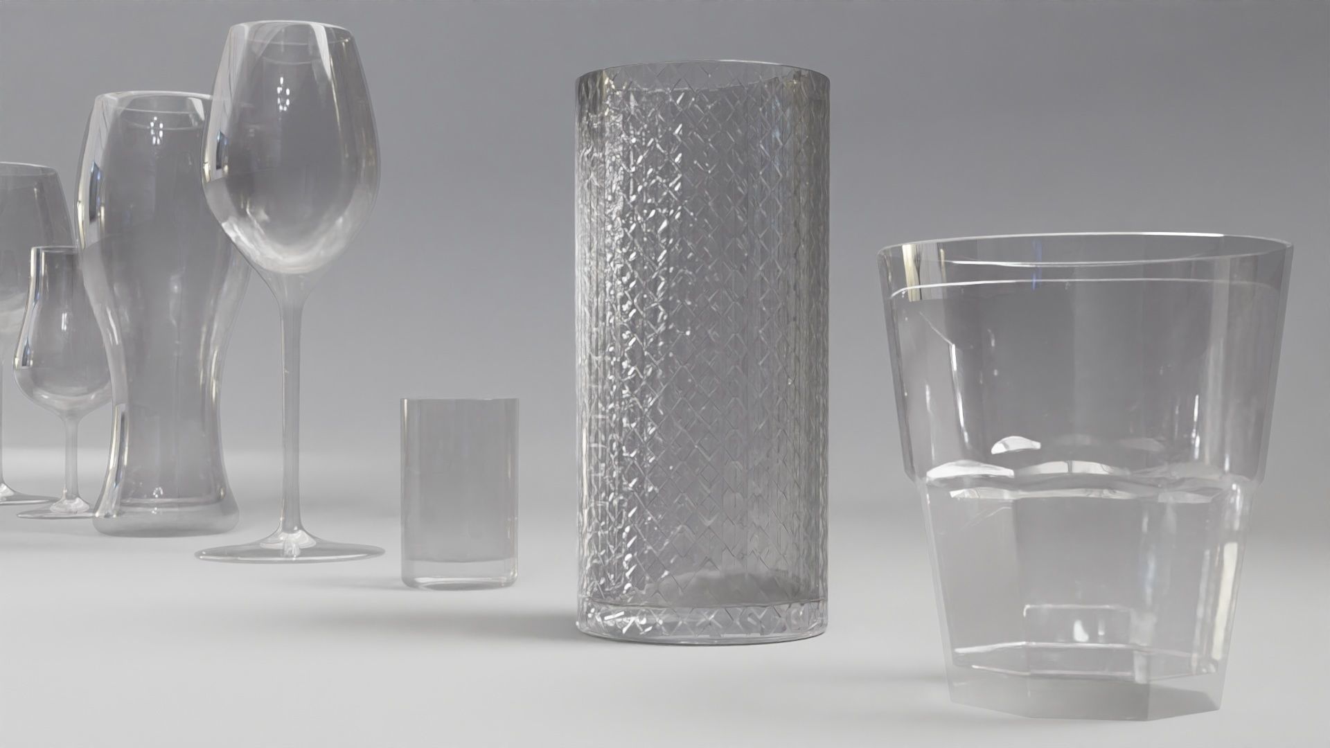 24 Pieces  Wine and Cocktail Glasses Set 3D model_2