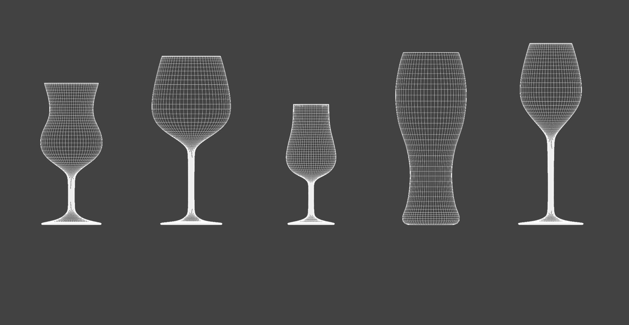 24 Pieces  Wine and Cocktail Glasses Set 3D model_6