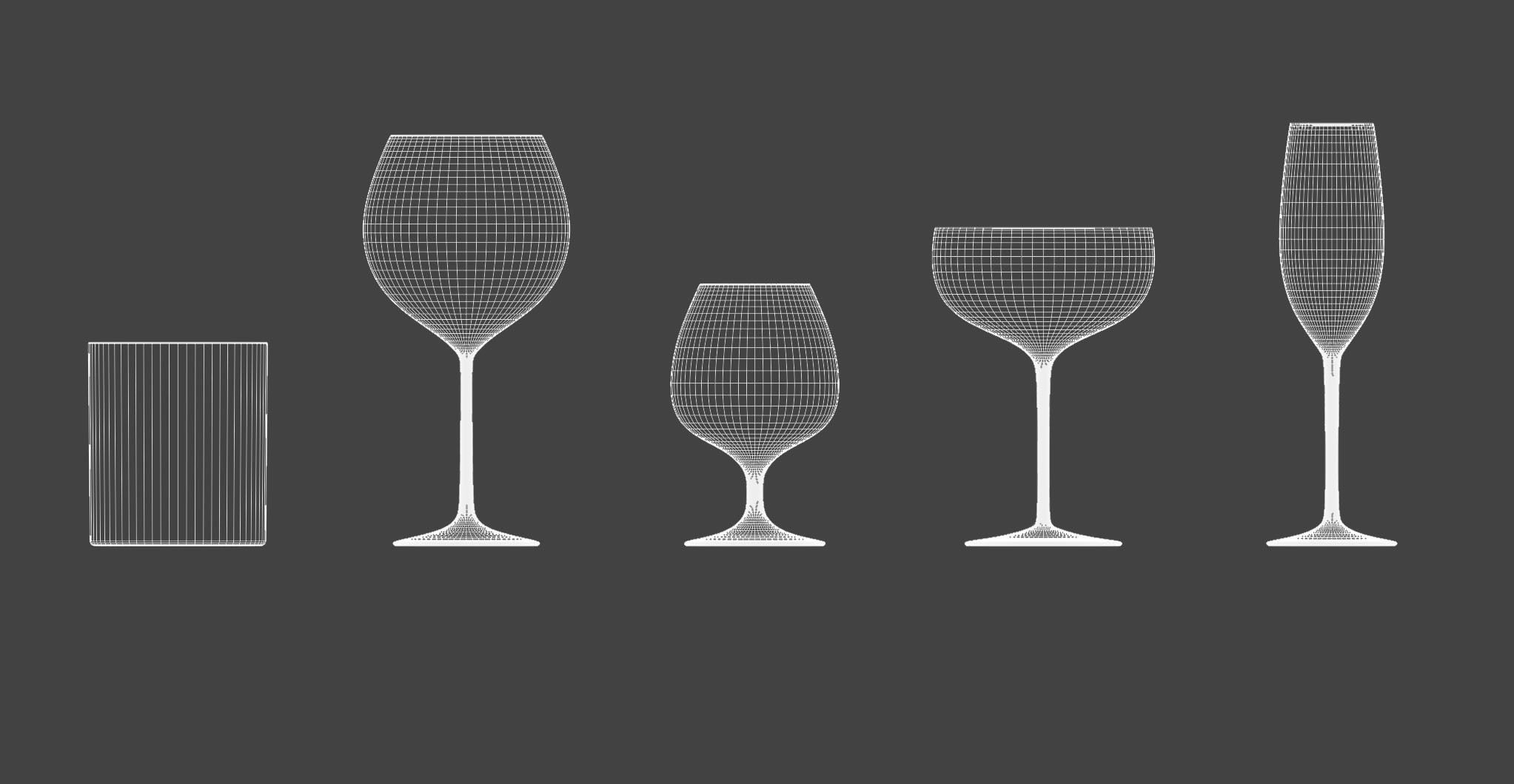 24 Pieces  Wine and Cocktail Glasses Set 3D model_3