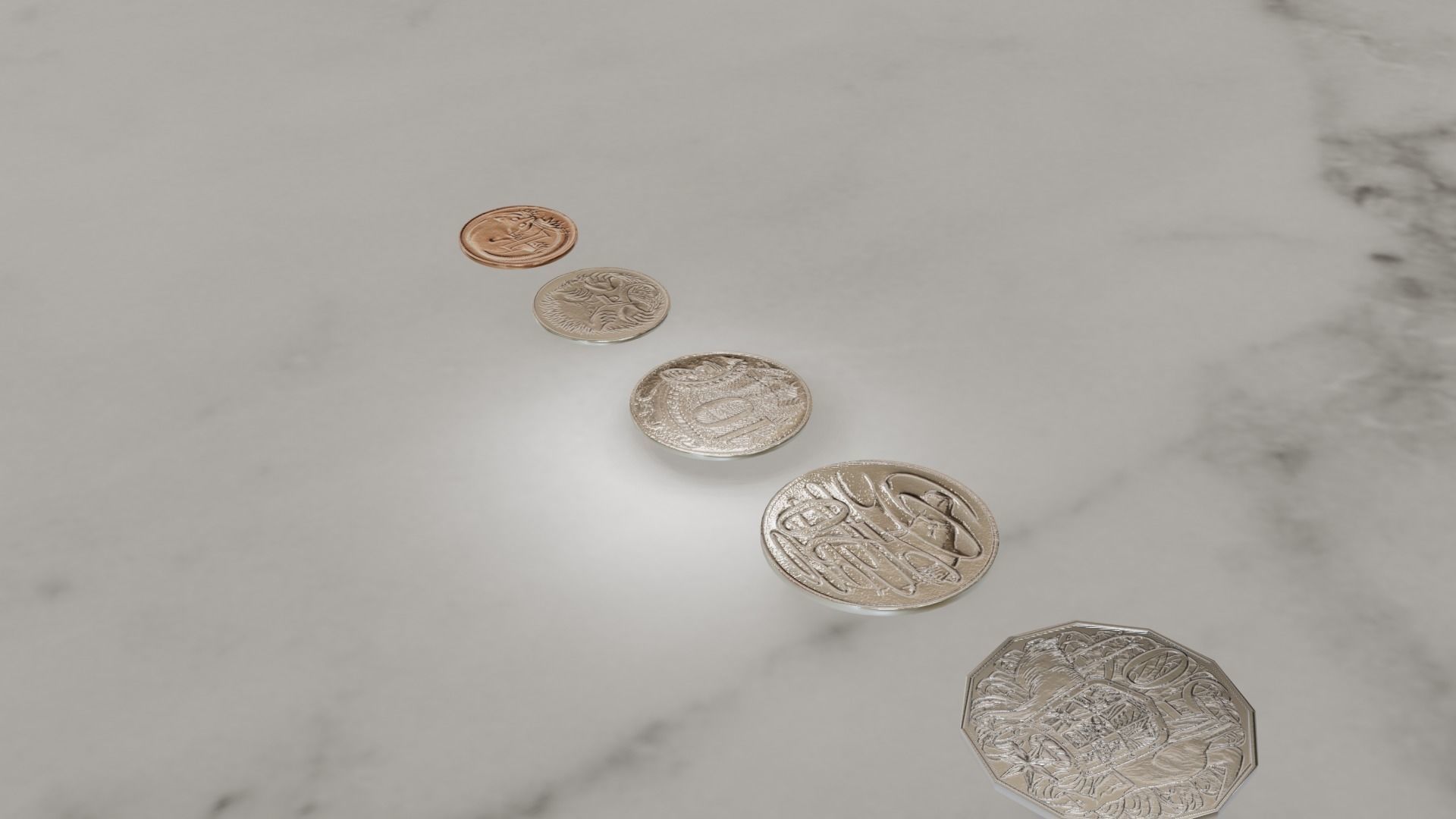 Australian Coin Collection All AUD Coins Low-poly 3D model_14